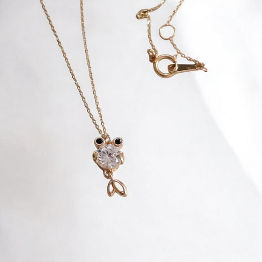 14K Gold Dainty GoldFish Fish Pendant Necklace