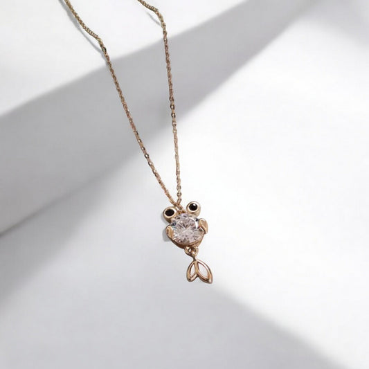 14K Gold Dainty GoldFish Fish Pendant Necklace