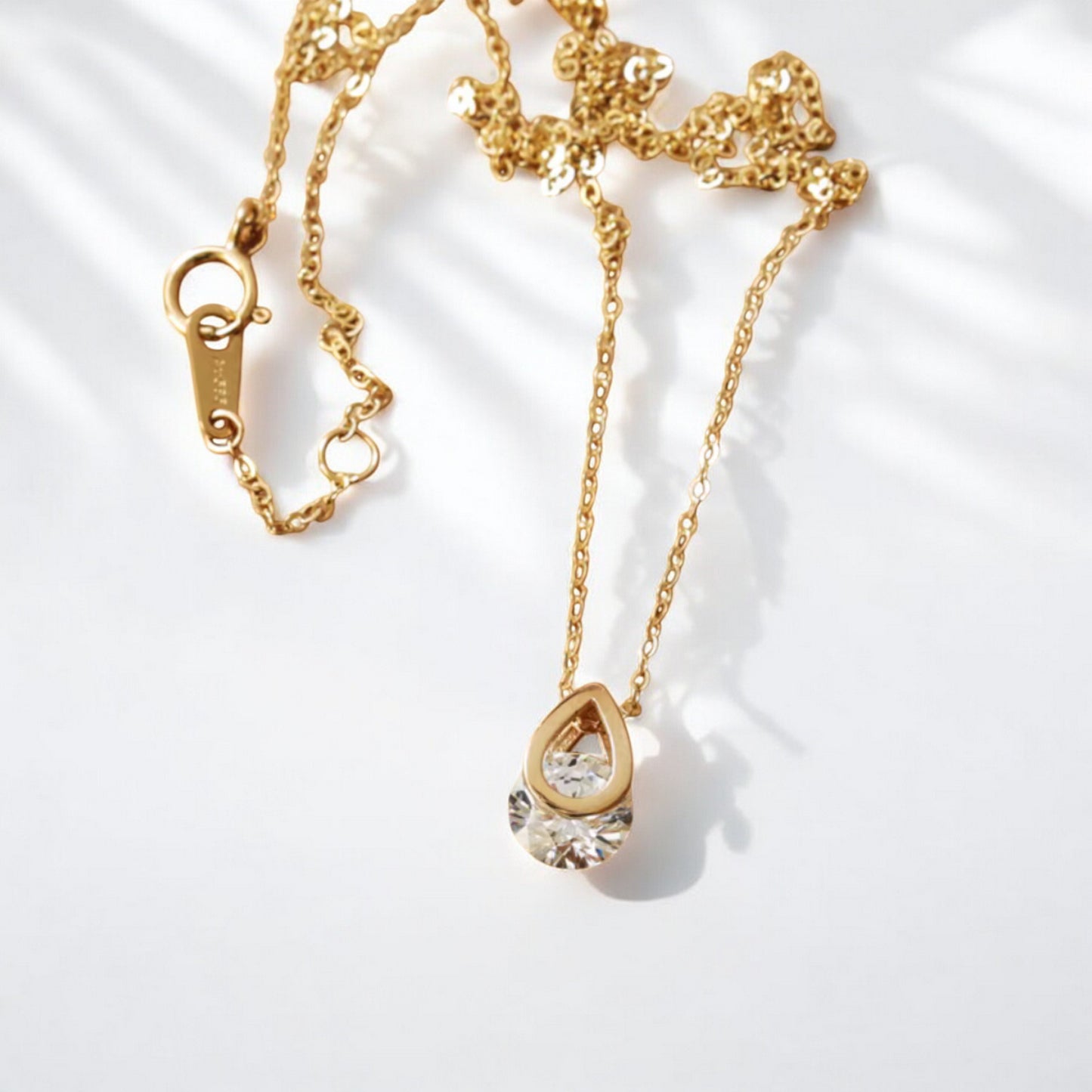 14K Gold Dainty Waterdrop Zircon Pendant