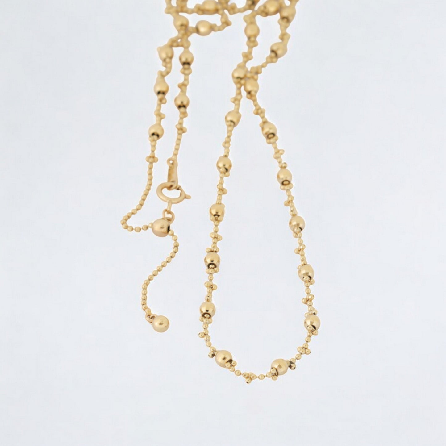 14K Gold Laser Beads Adjustable Minimal Chain Necklace