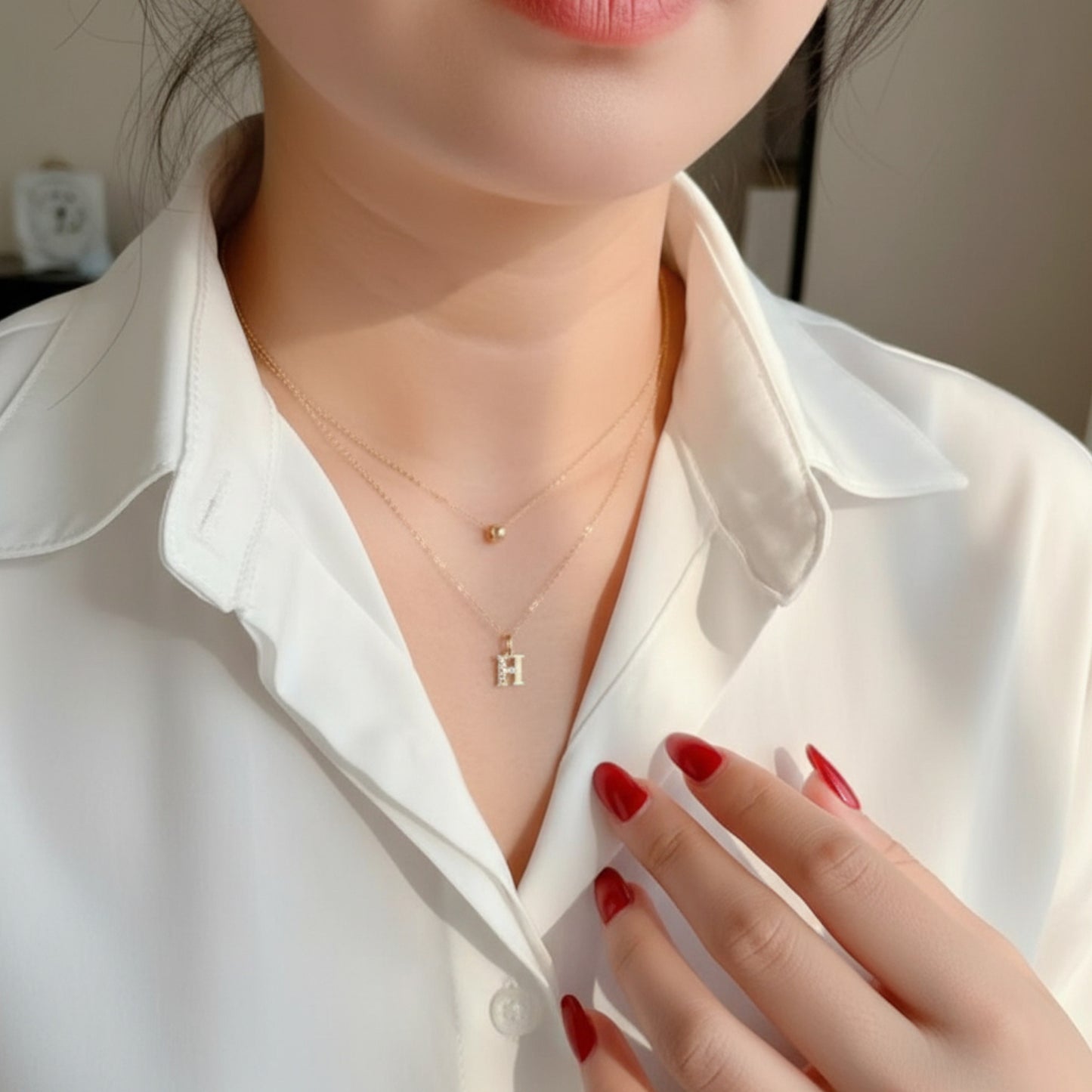 14K Gold Minimal Dainty 26 alphabet Letter Name Initial Pendant