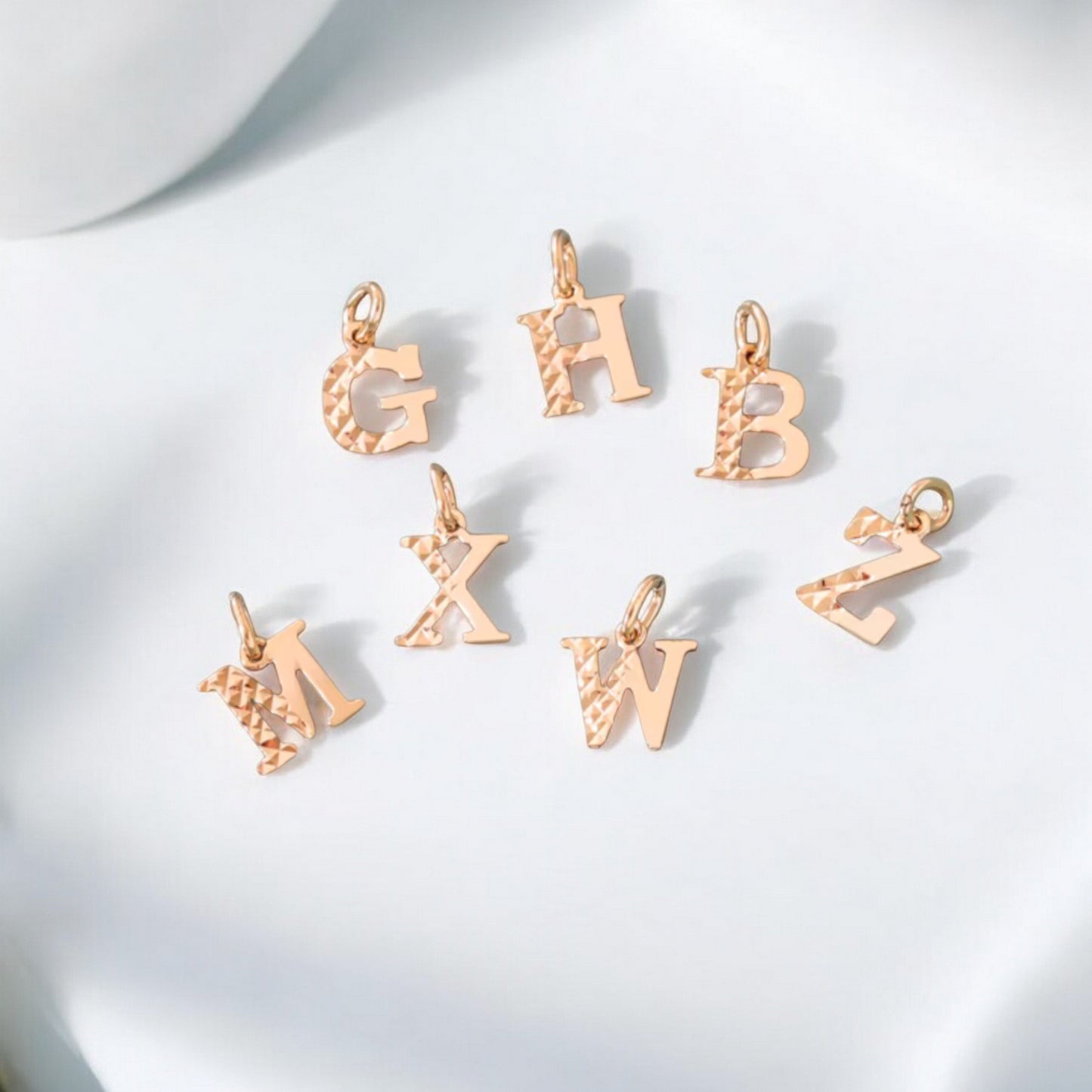 14K Gold Minimal Dainty 26 alphabet Letter Name Initial Pendant