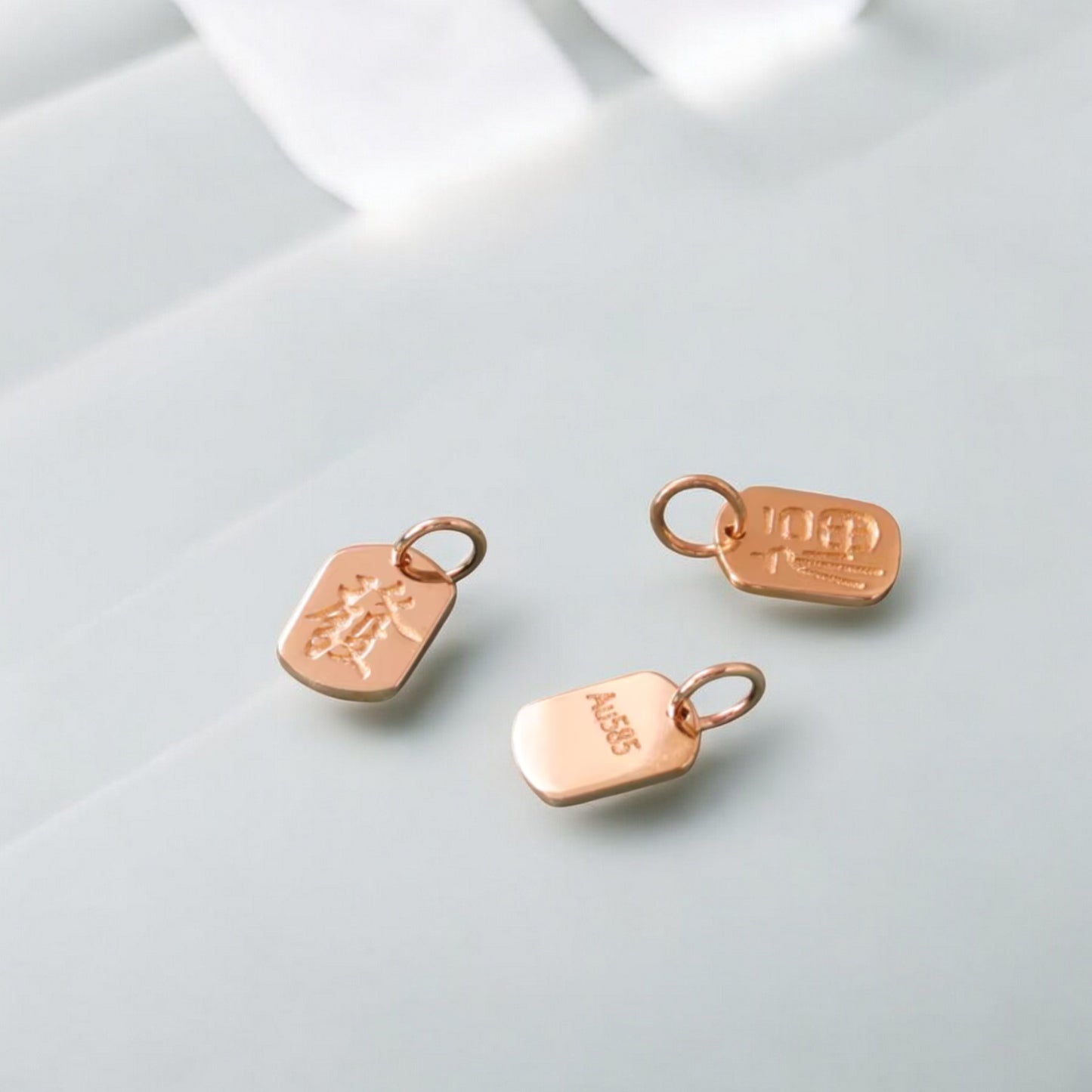 14K Gold Minimal Dainty Chinese Bringing wealth and good fortune Pendant D.I.Y Charm