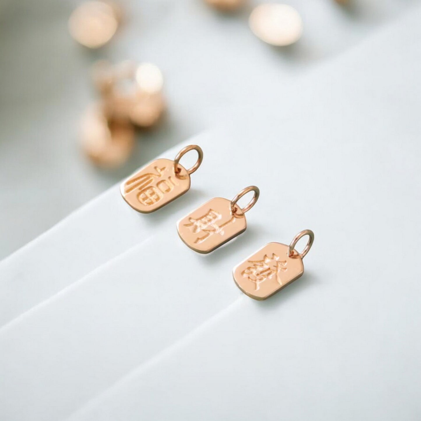 14K Gold Minimal Dainty Chinese Bringing wealth and good fortune Pendant D.I.Y Charm