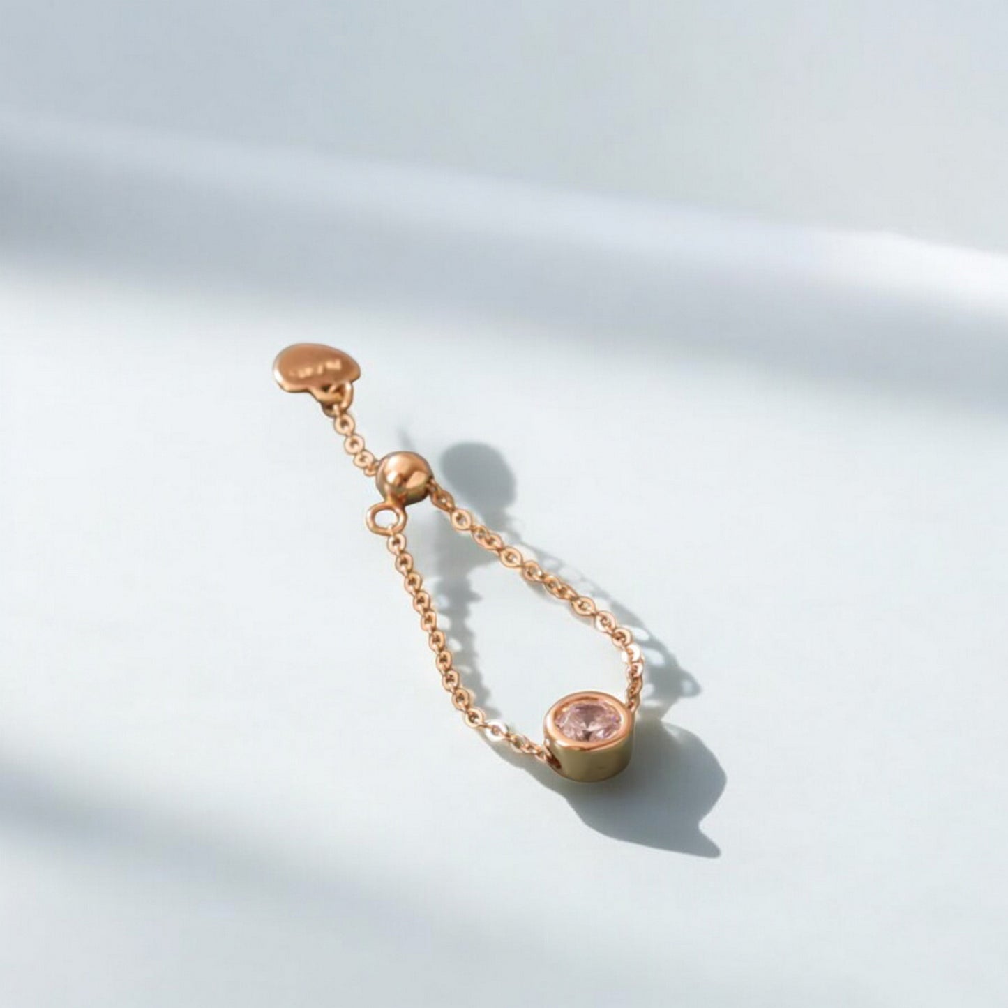 14K Real Gold Minimal Pull Chain Beads Adjustable Ring