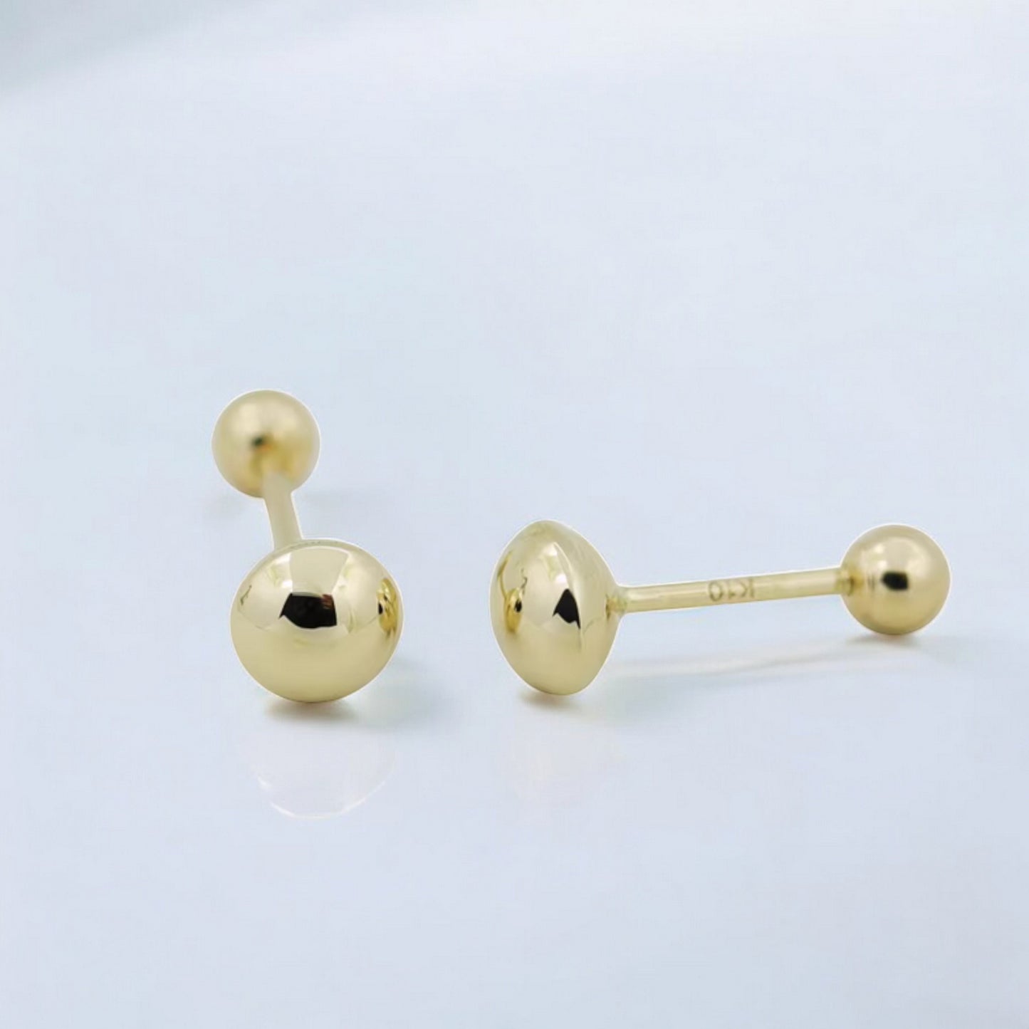 10K Real Gold Minimal Bead Screw Back Earrings