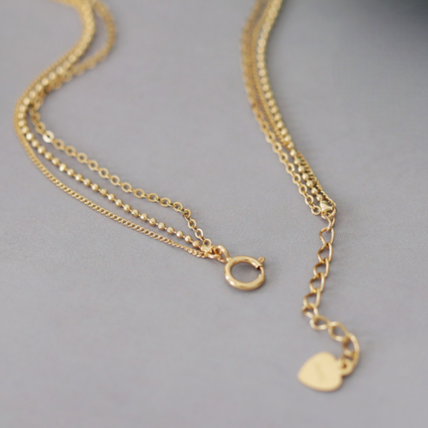 14K Gold Minimal Three Layer Beads Gold Bracelet