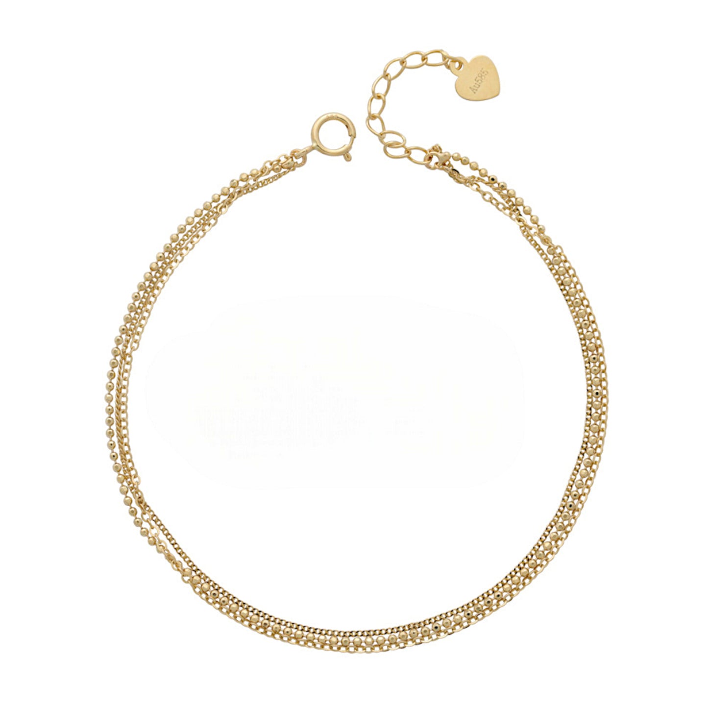 14K Gold Minimal Three Layer Beads Gold Bracelet