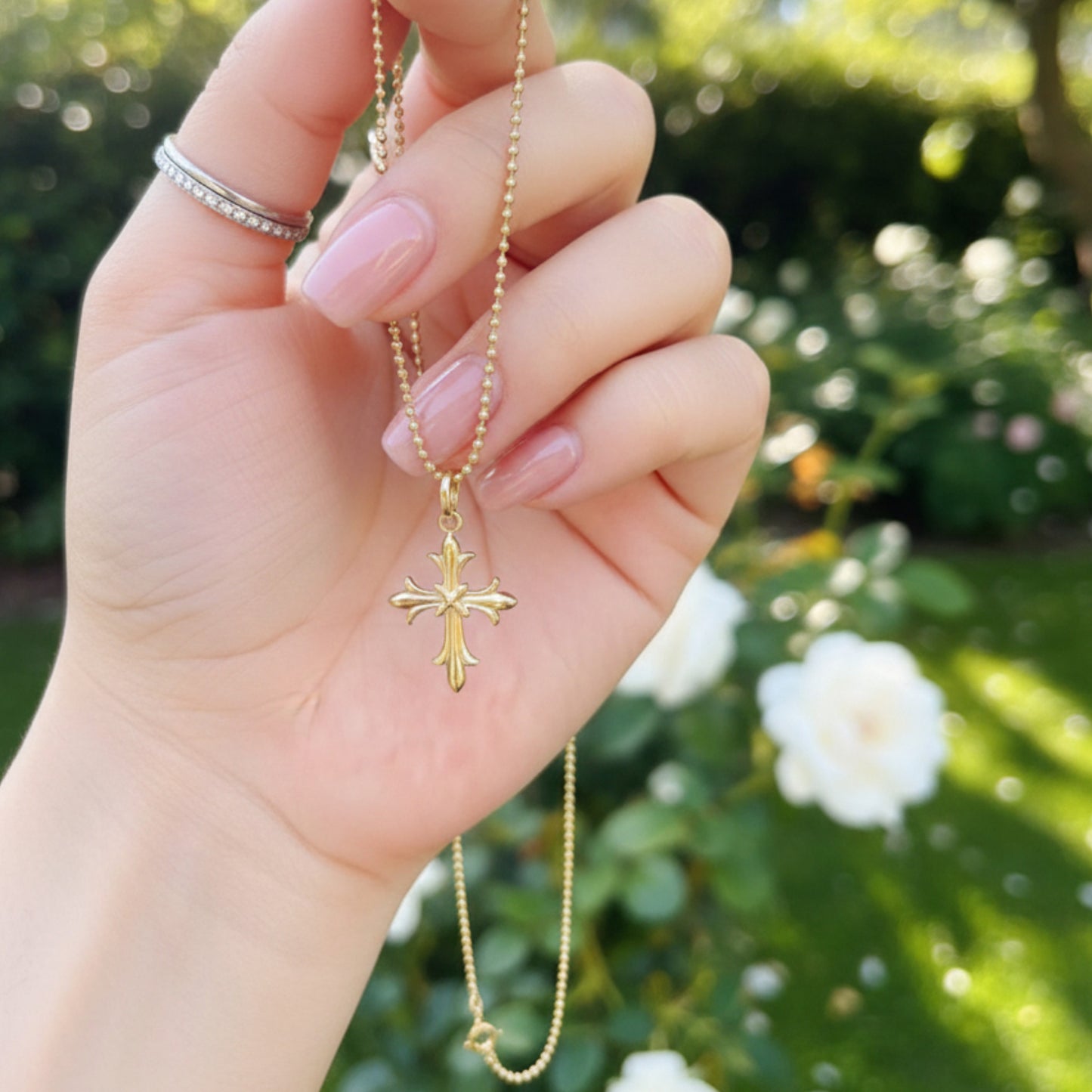 14K Gold Minimal Dainty Cross Pendant
