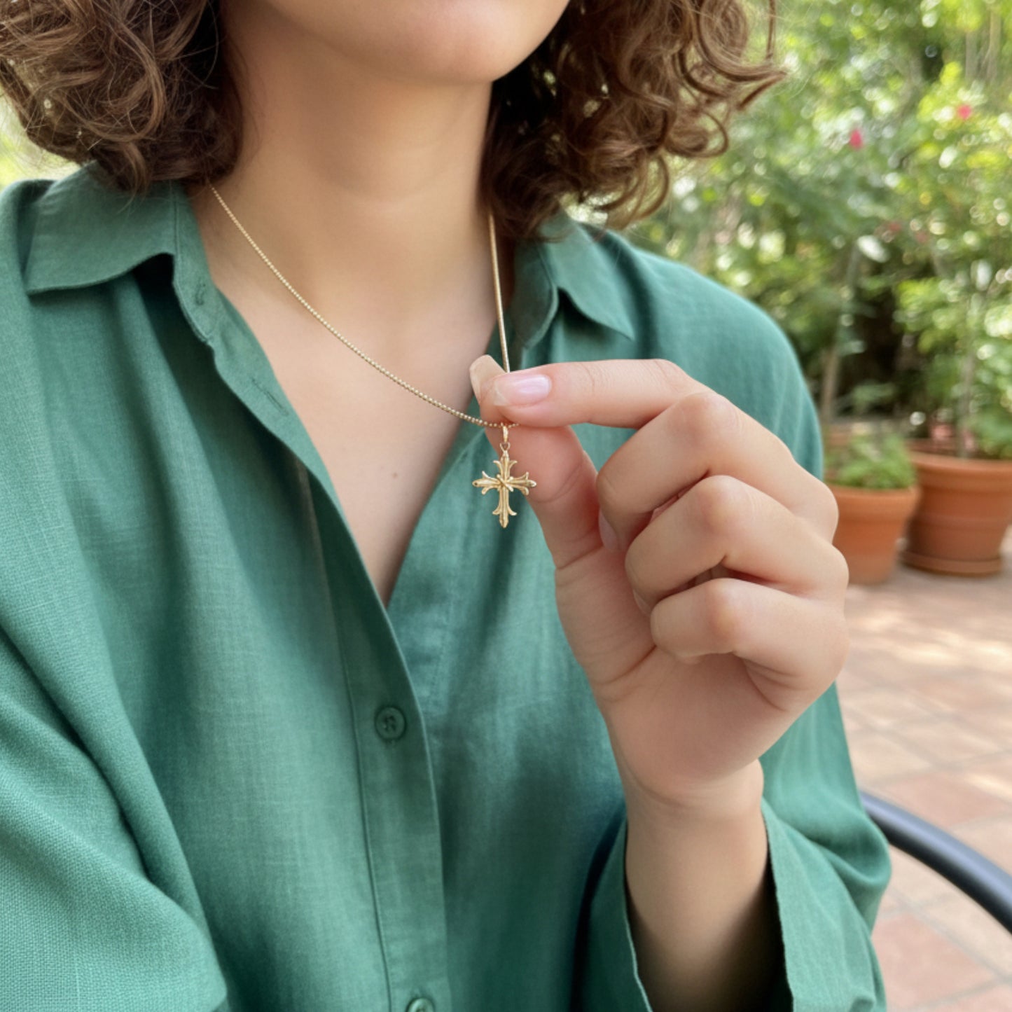 14K Gold Minimal Dainty Cross Pendant