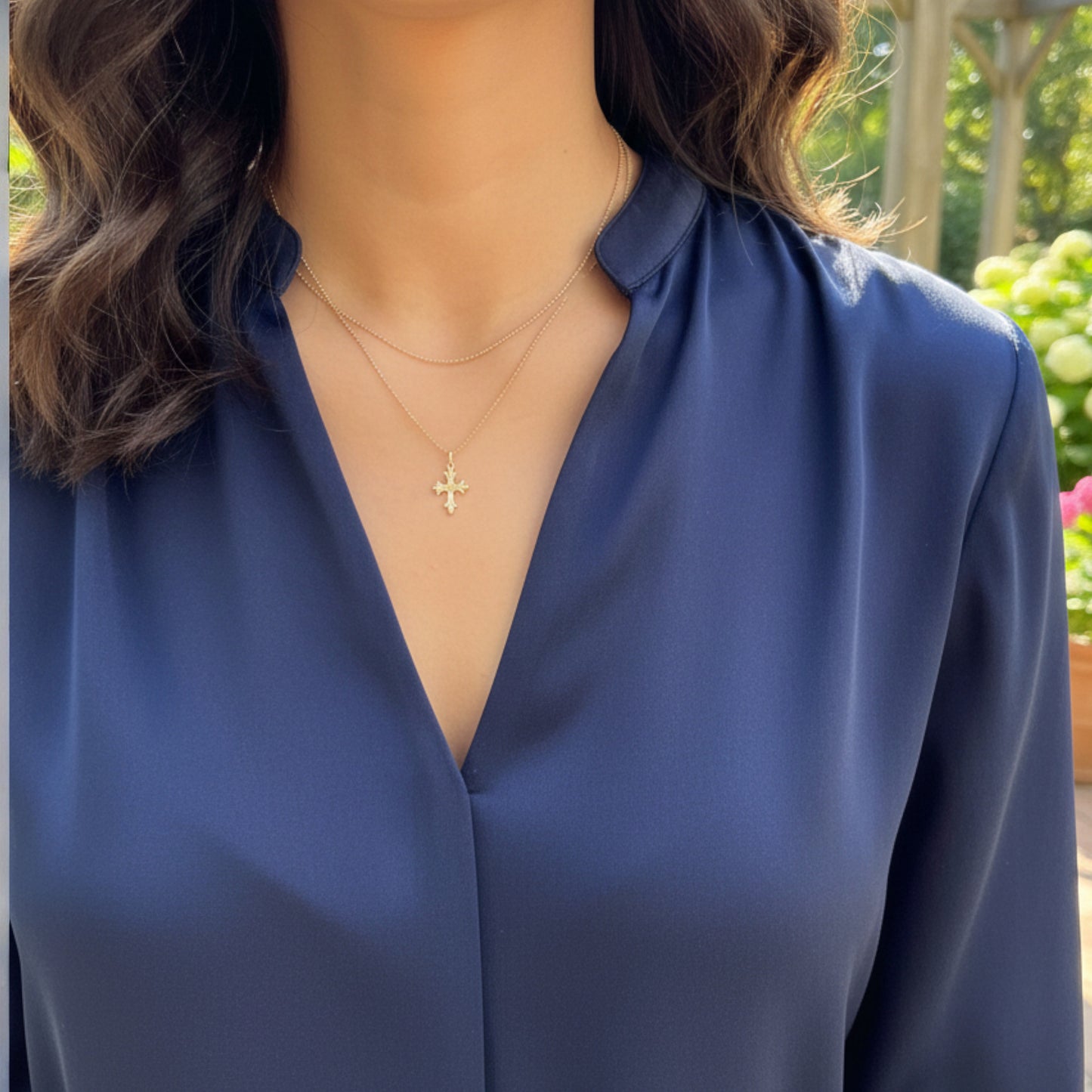 14K Gold Minimal Dainty Cross Pendant