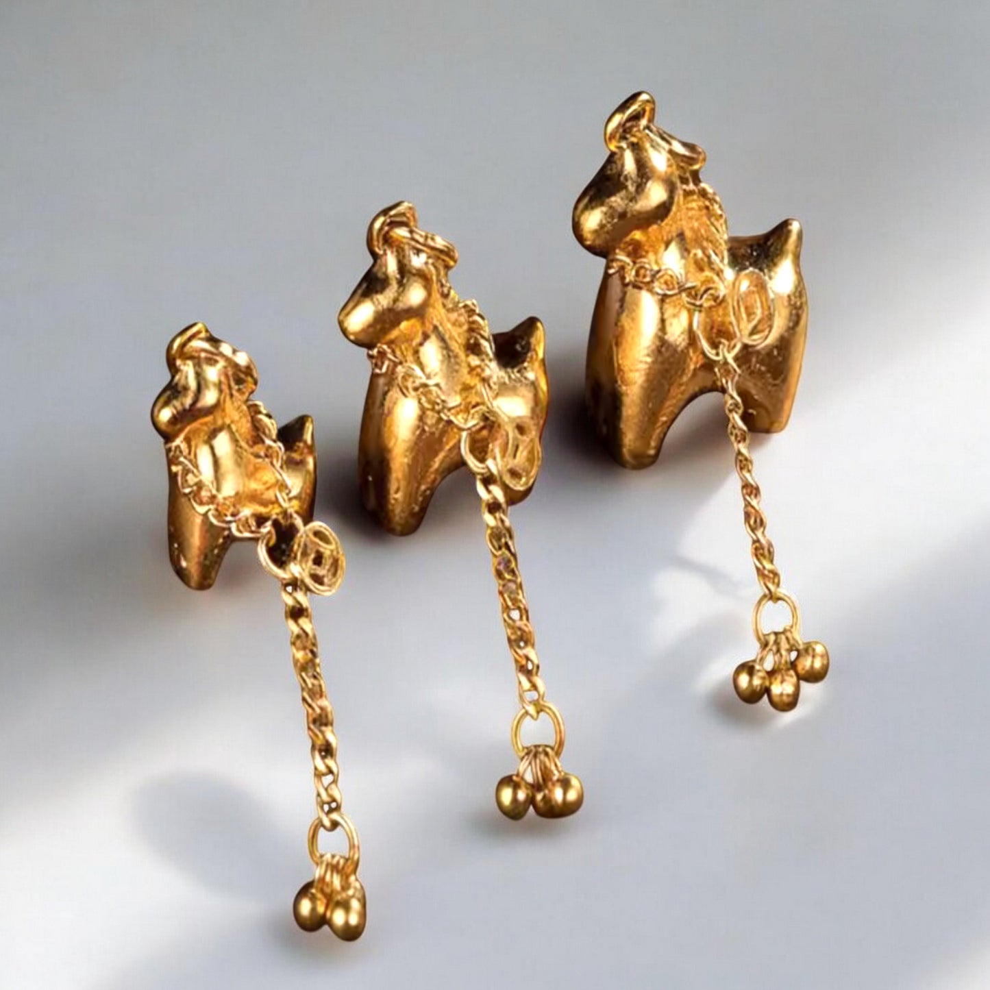 24K Real Gold Chinese Zodiac Bring Wealth Coin Horse Pendant Charm