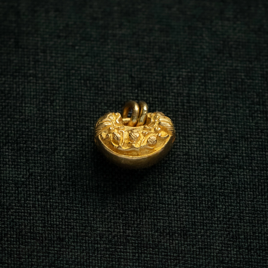 24K 999 Pure Gold Mini D.I.Y Engraved Antique Style Lock Pouch Charm