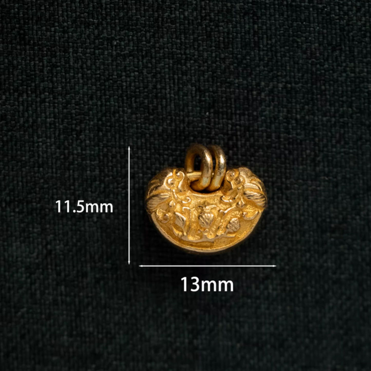 24K 999 Pure Gold Mini D.I.Y Engraved Antique Style Lock Pouch Charm