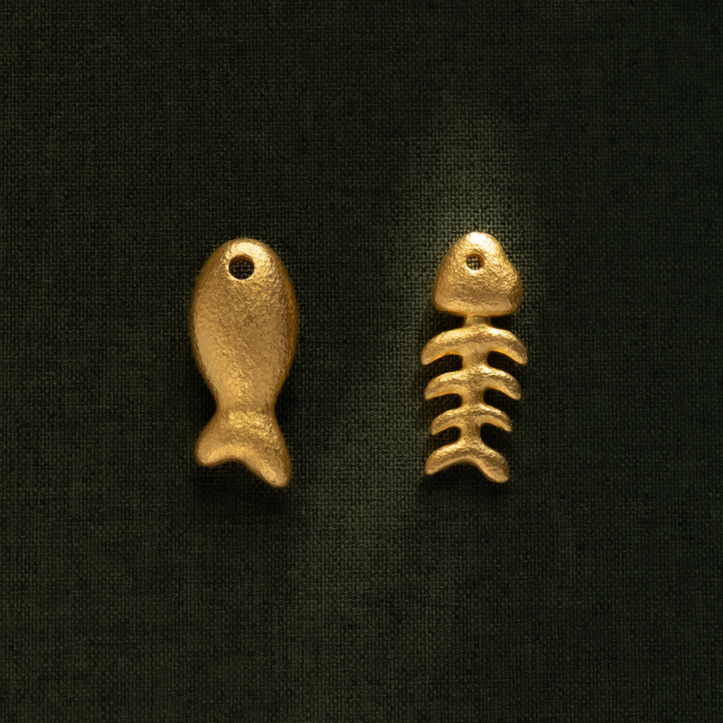 24K 999 Pure Gold Mini D.I.Y Fish Fish Bone Charm