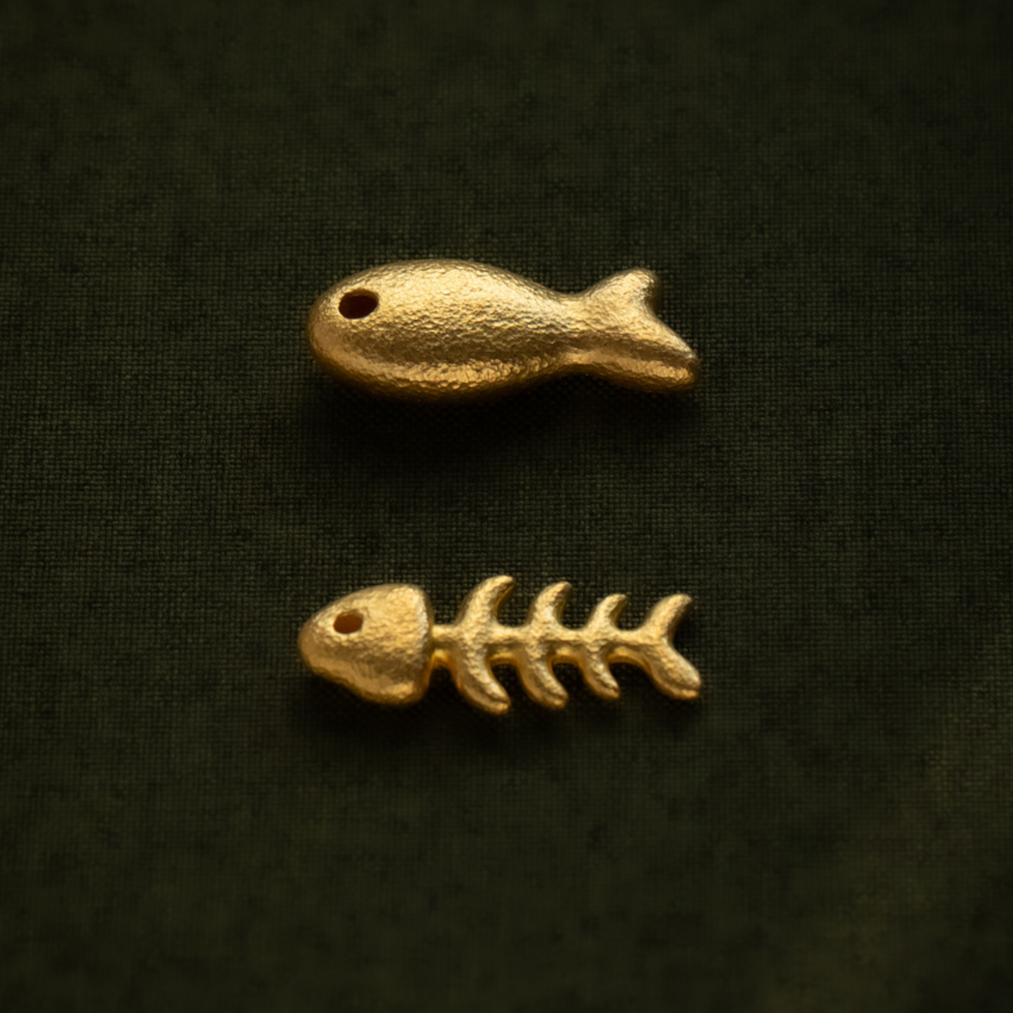 24K 999 Pure Gold Mini D.I.Y Fish Fish Bone Charm