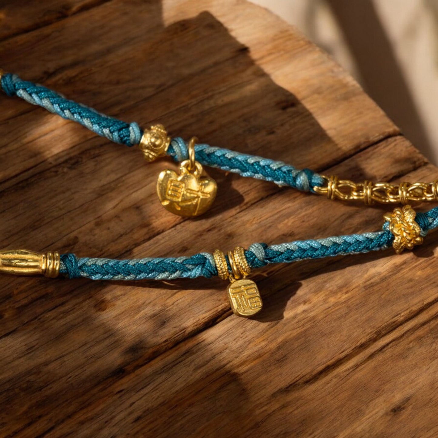 24k 999 Gold Traditional Bring Wealth Horse Charm Hand-Woven Rope Necklace