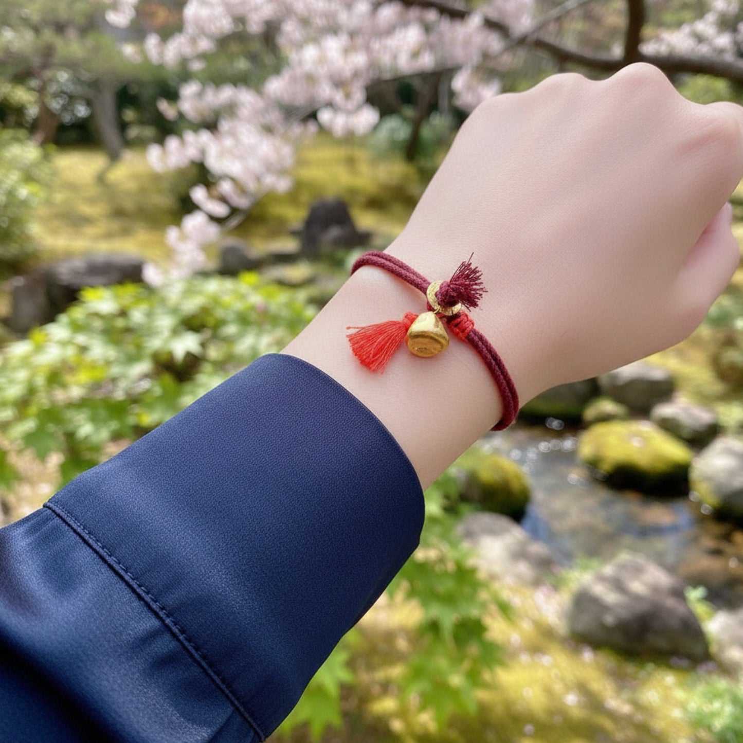 24k 999 Gold Gourd Shaped Charm Red String Bracelet