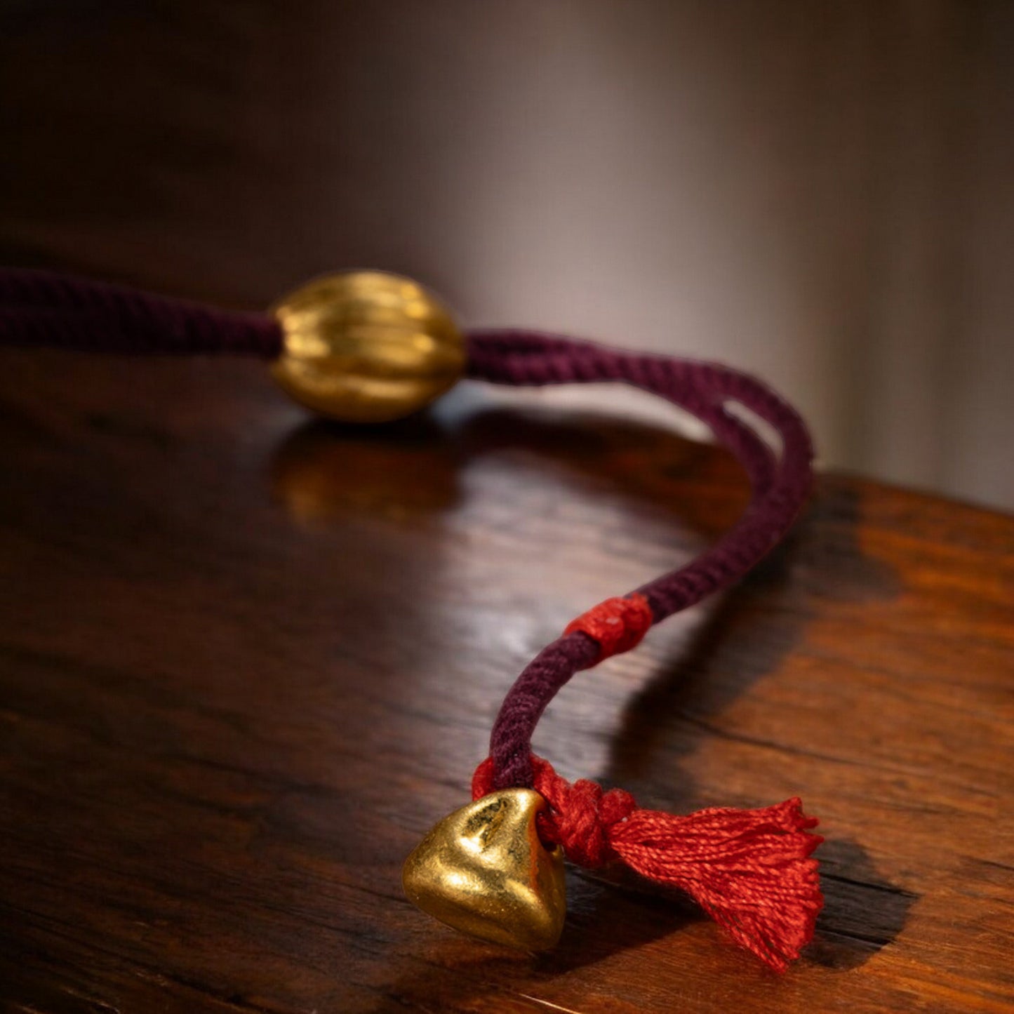 24k 999 Gold Gourd Shaped Charm Red String Bracelet