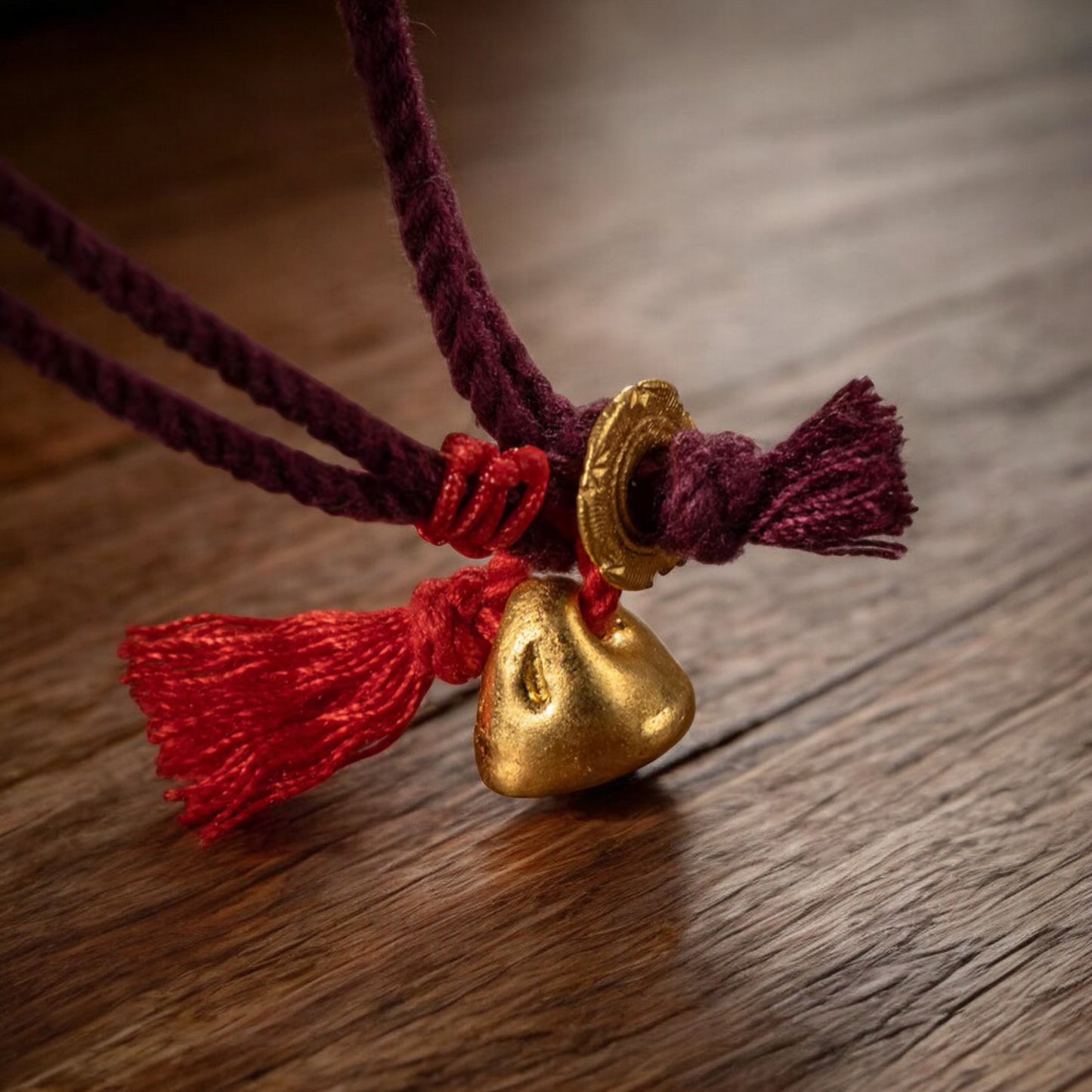 24k 999 Gold Gourd Shaped Charm Red String Bracelet