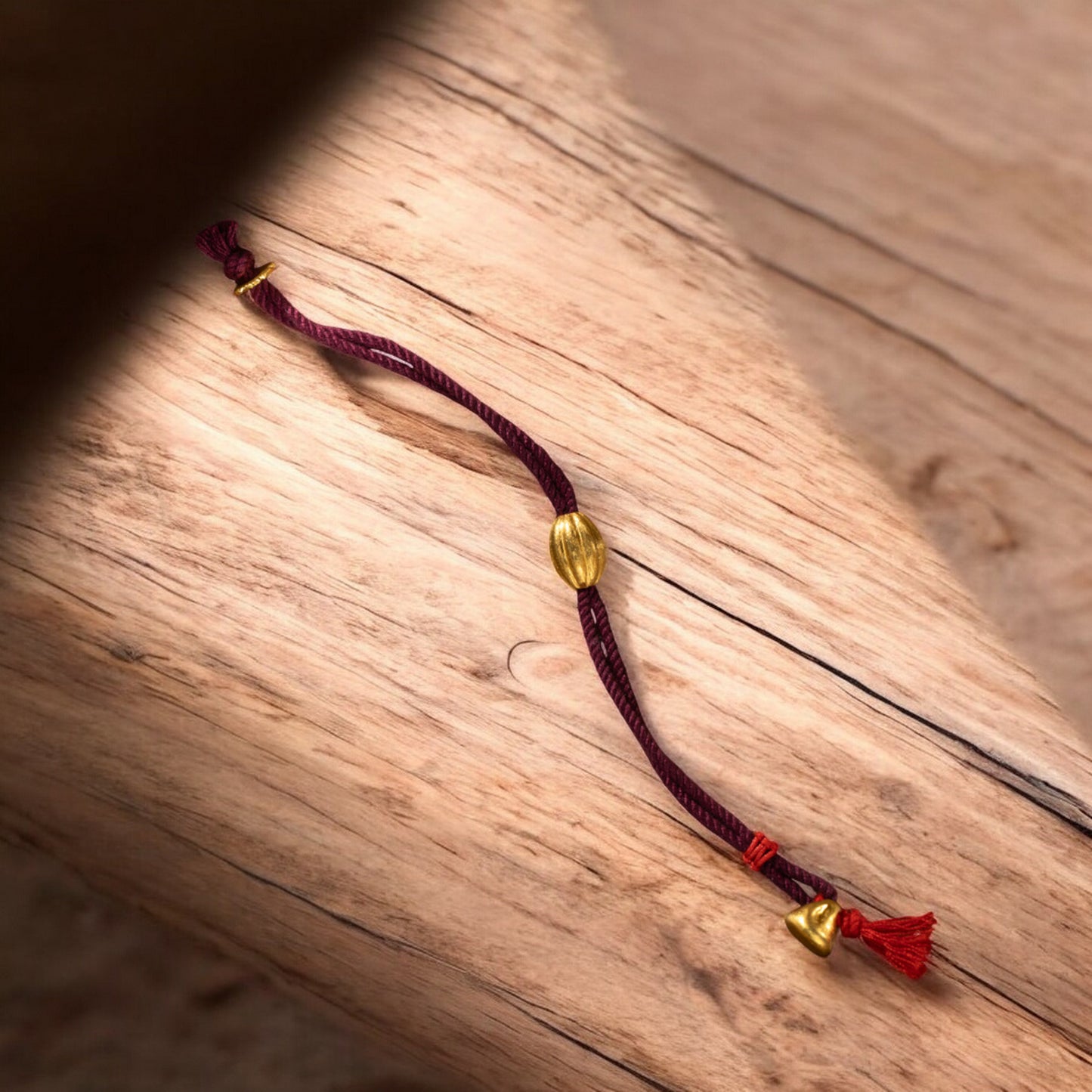 24k 999 Gold Gourd Shaped Charm Red String Bracelet