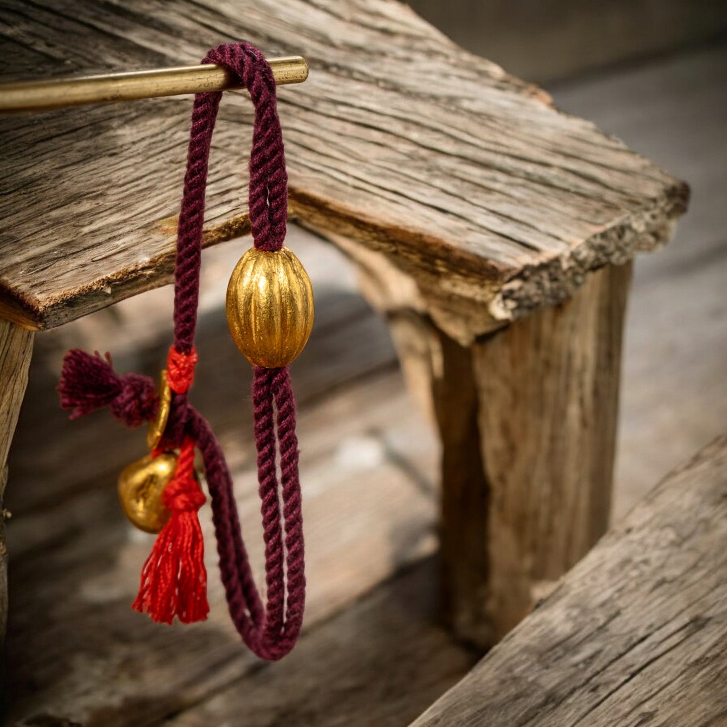 24k 999 Gold Gourd Shaped Charm Red String Bracelet