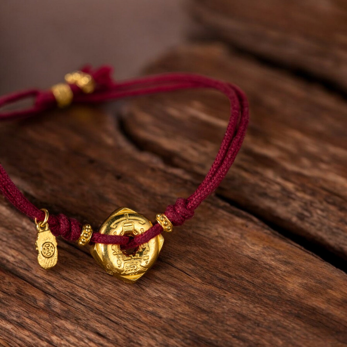 24k 999 Gold Anicent Three-In-One Tai Sui Coin Chinese Zodiac Charm Bracelet