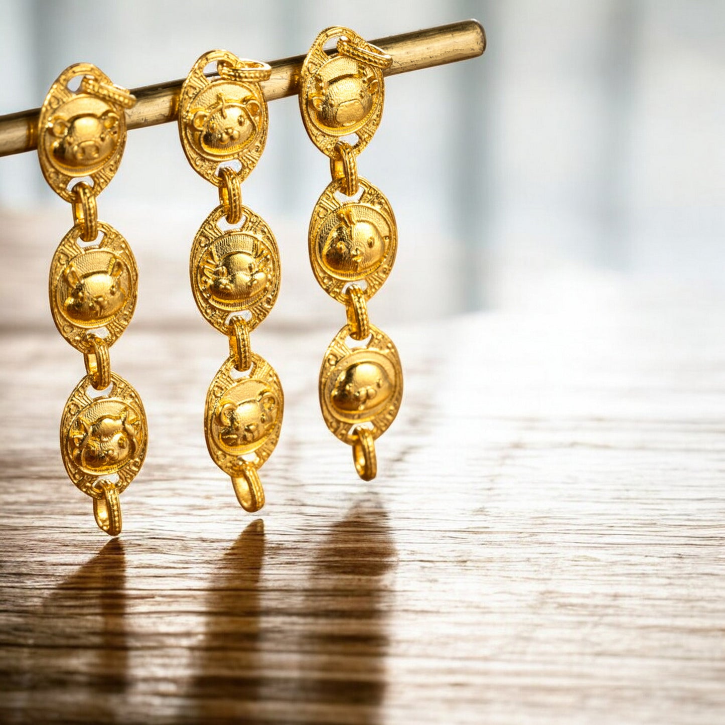 24k 999 Gold Chinese Zodiac Three-Combination Animal Charm Hand-Woven Red String Bracelet