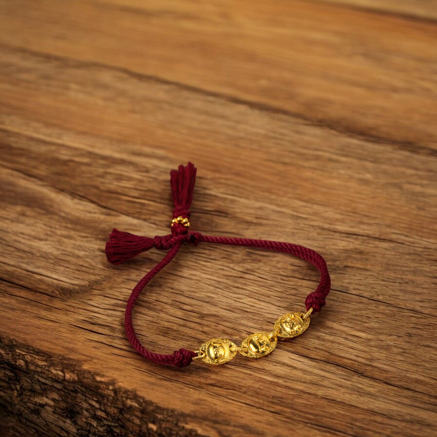 24k 999 Gold Chinese Zodiac Three-Combination Animal Charm Hand-Woven Red String Bracelet