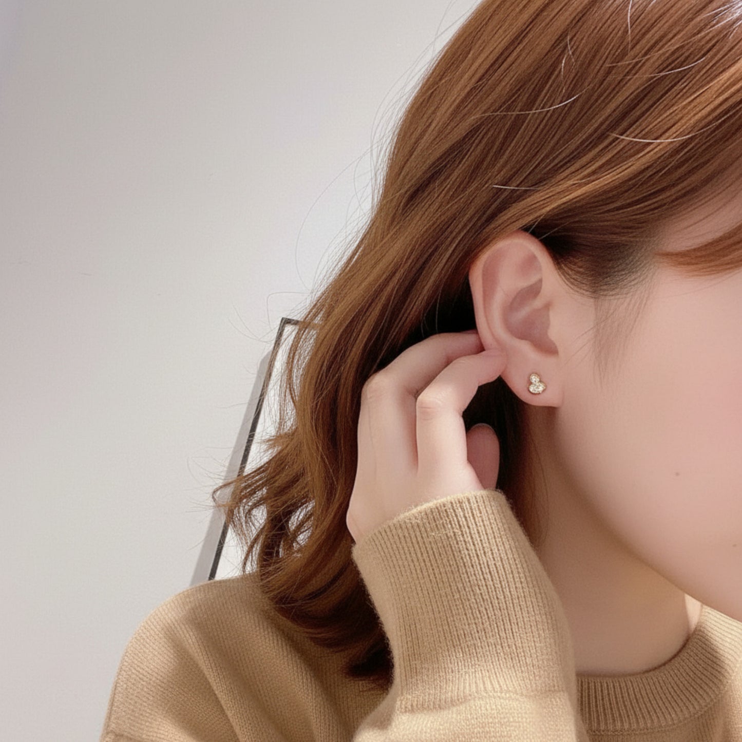 24K Real Gold Natural Diamond Lucky Mini Gourd Stud Earrings