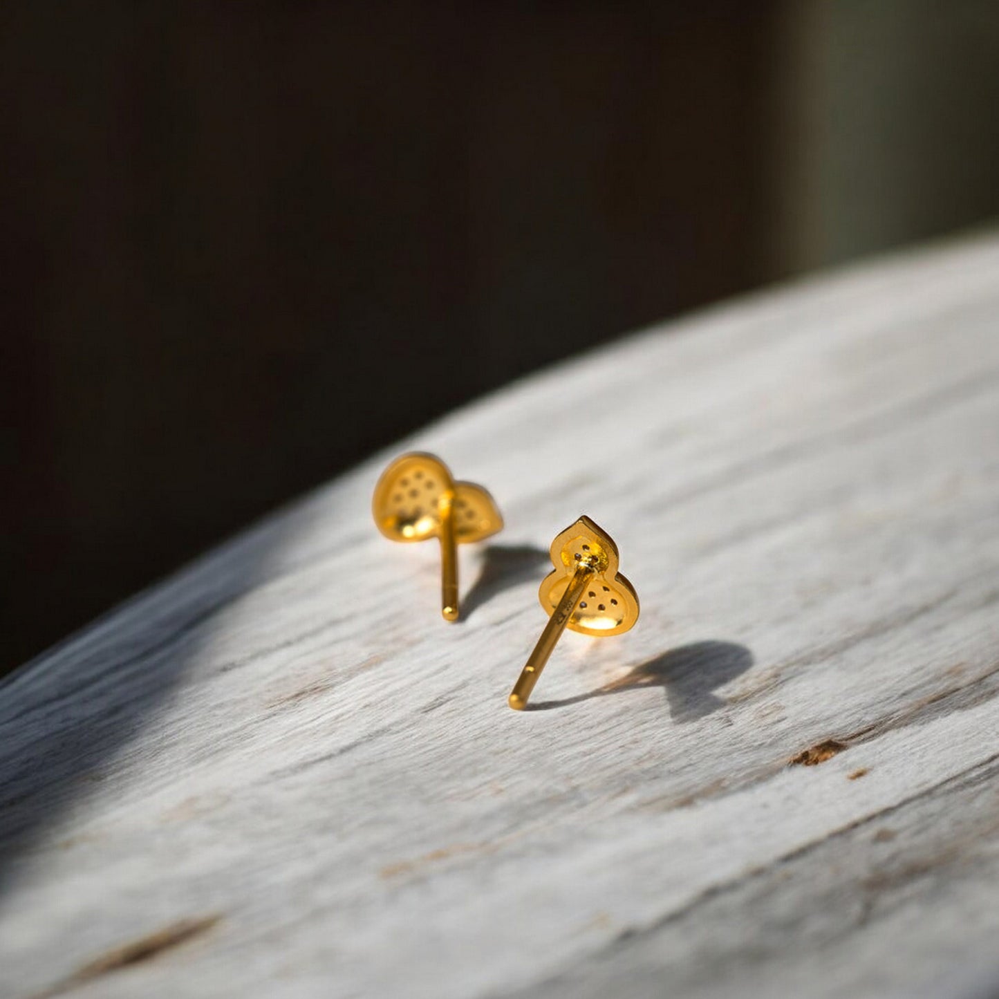 24K Real Gold Natural Diamond Lucky Mini Gourd Stud Earrings