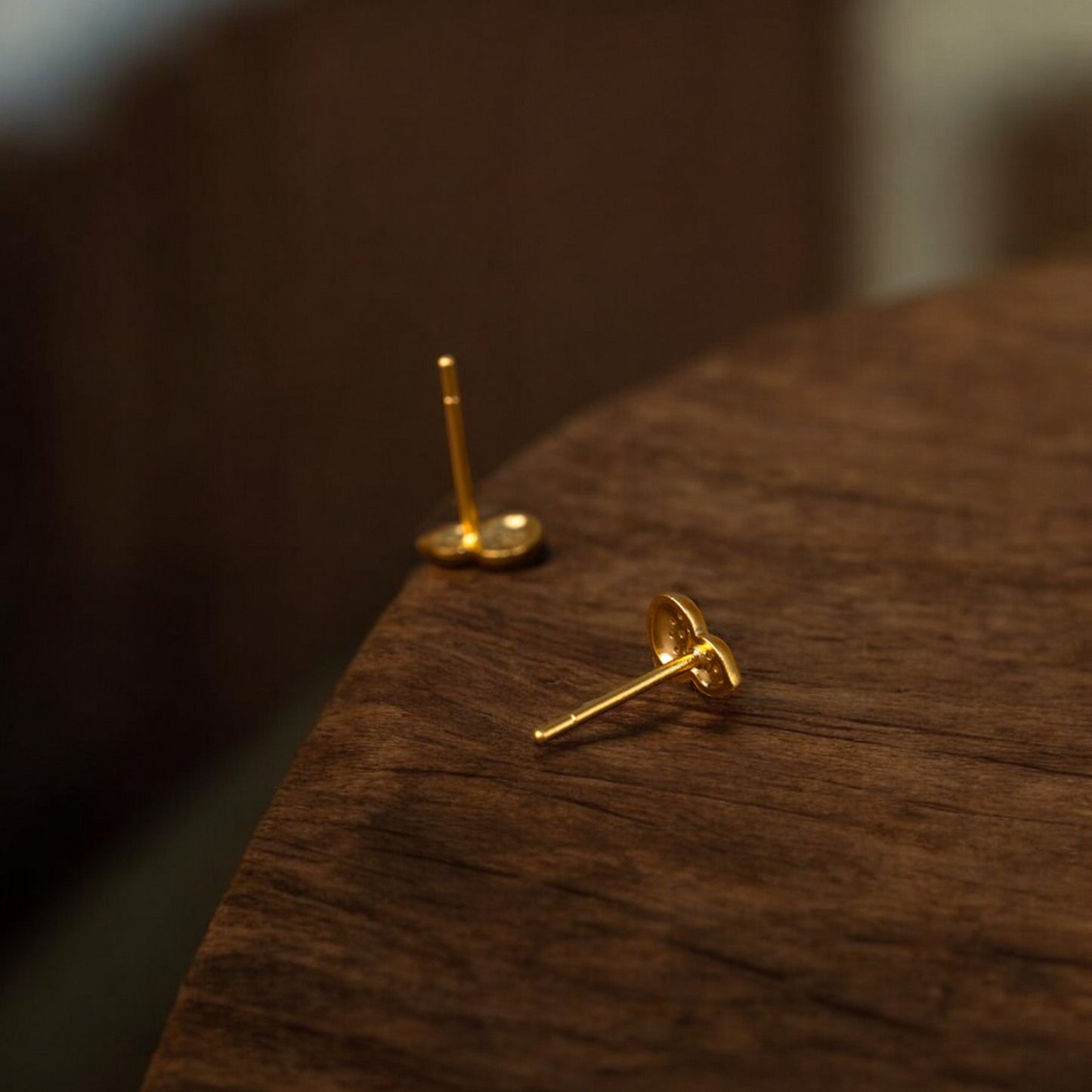 24K Real Gold Natural Diamond Lucky Mini Gourd Stud Earrings
