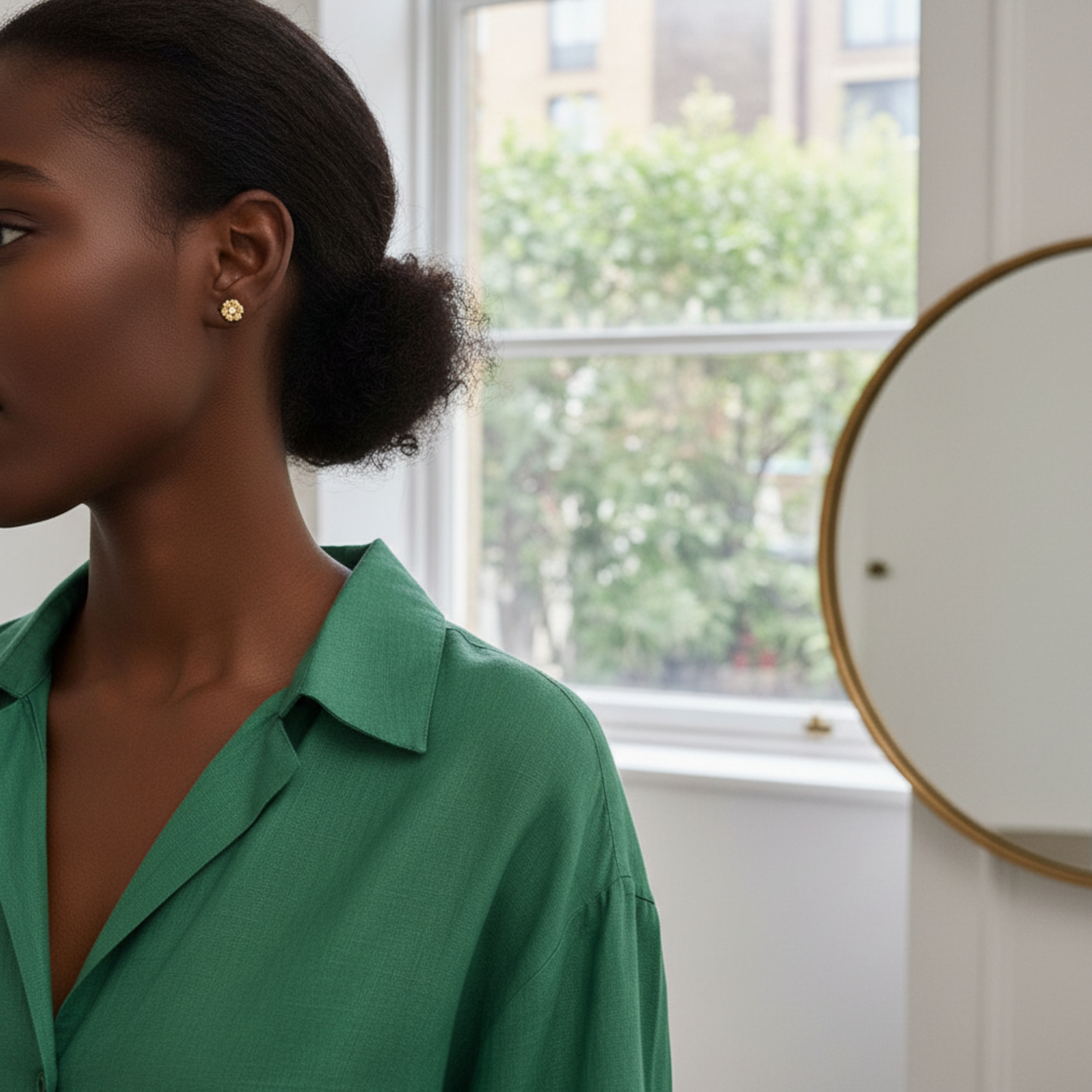 24K Real 5G Gold Natural Diamond layering Flower Necklace and Earrings