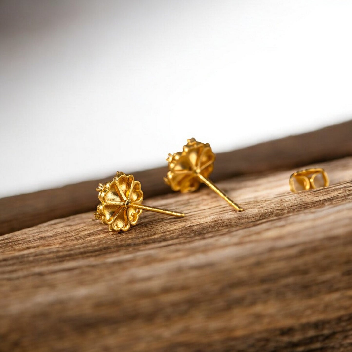 24K Real 5G Gold Natural Diamond layering Flower Necklace and Earrings