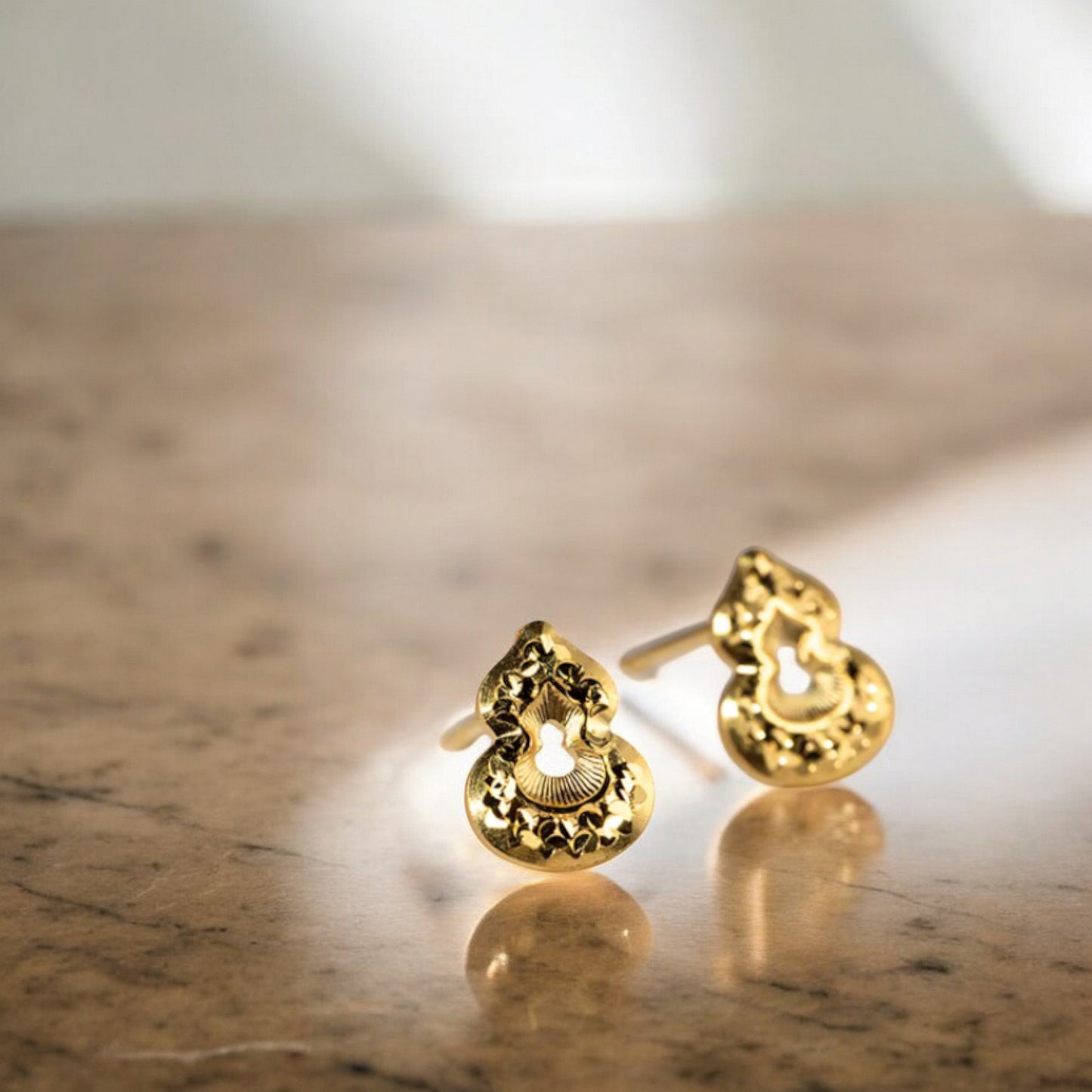 24K Real 5G Gold Mini Sparkling Gourd Stud Earrings