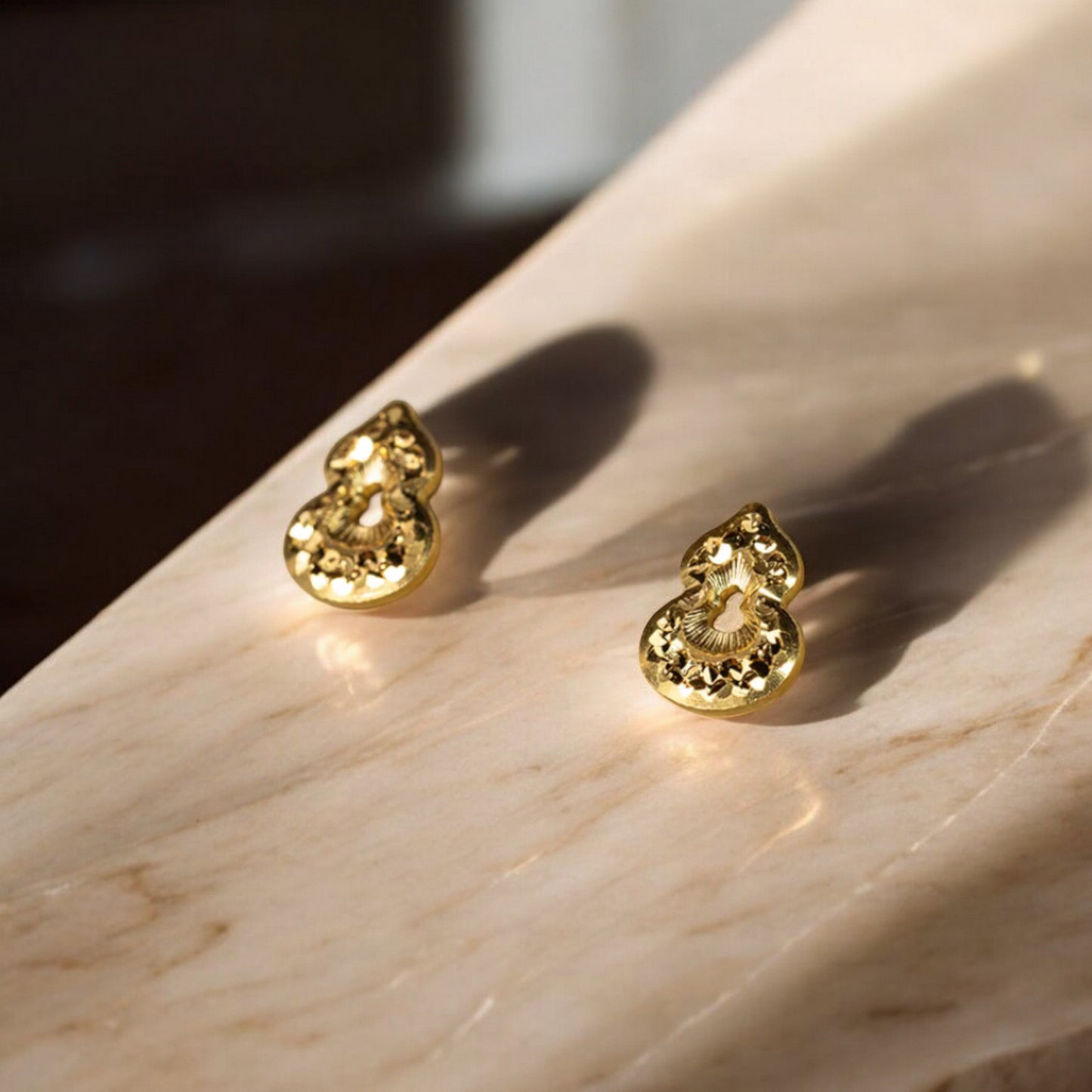 24K Real 5G Gold Mini Sparkling Gourd Stud Earrings