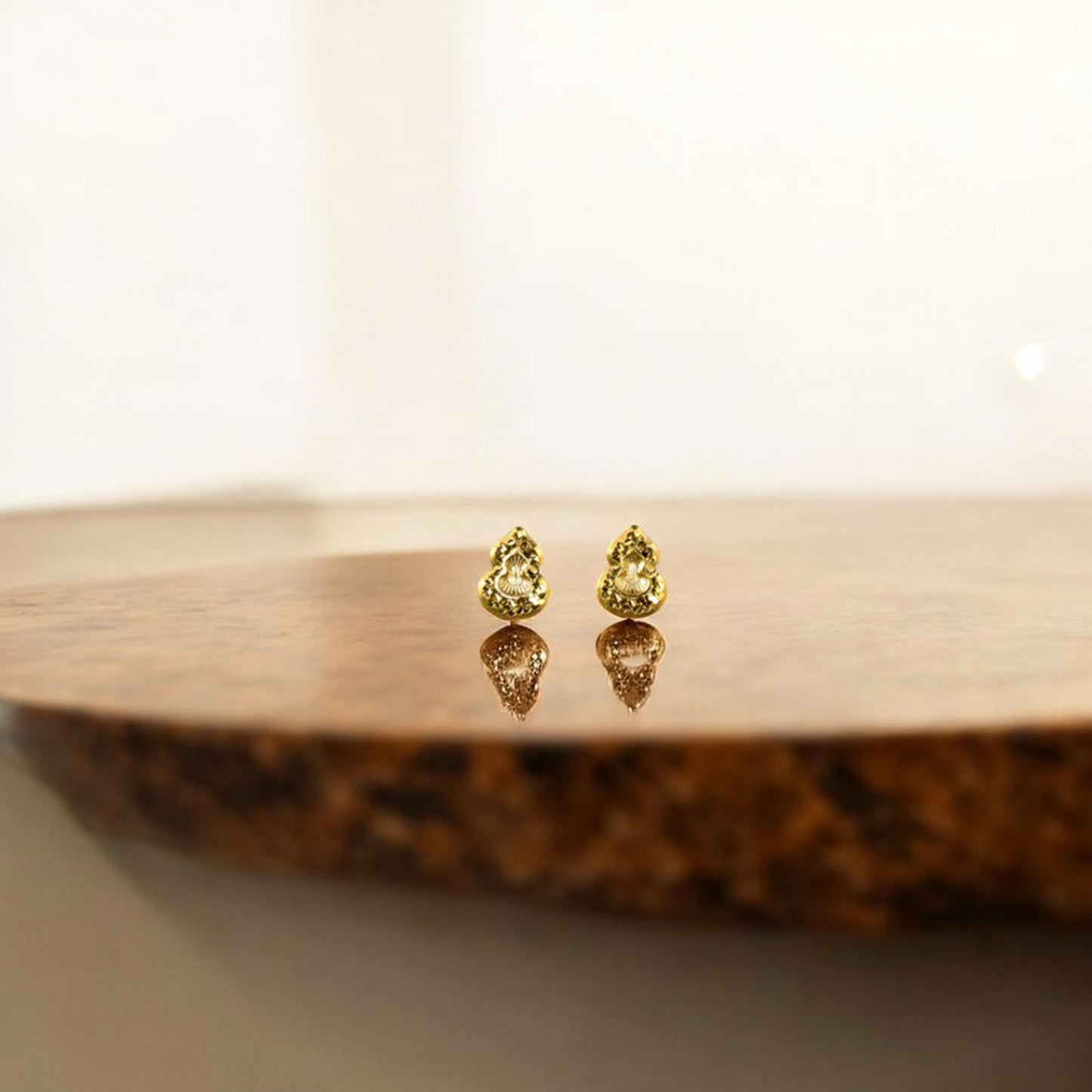 24K Real 5G Gold Mini Sparkling Gourd Stud Earrings