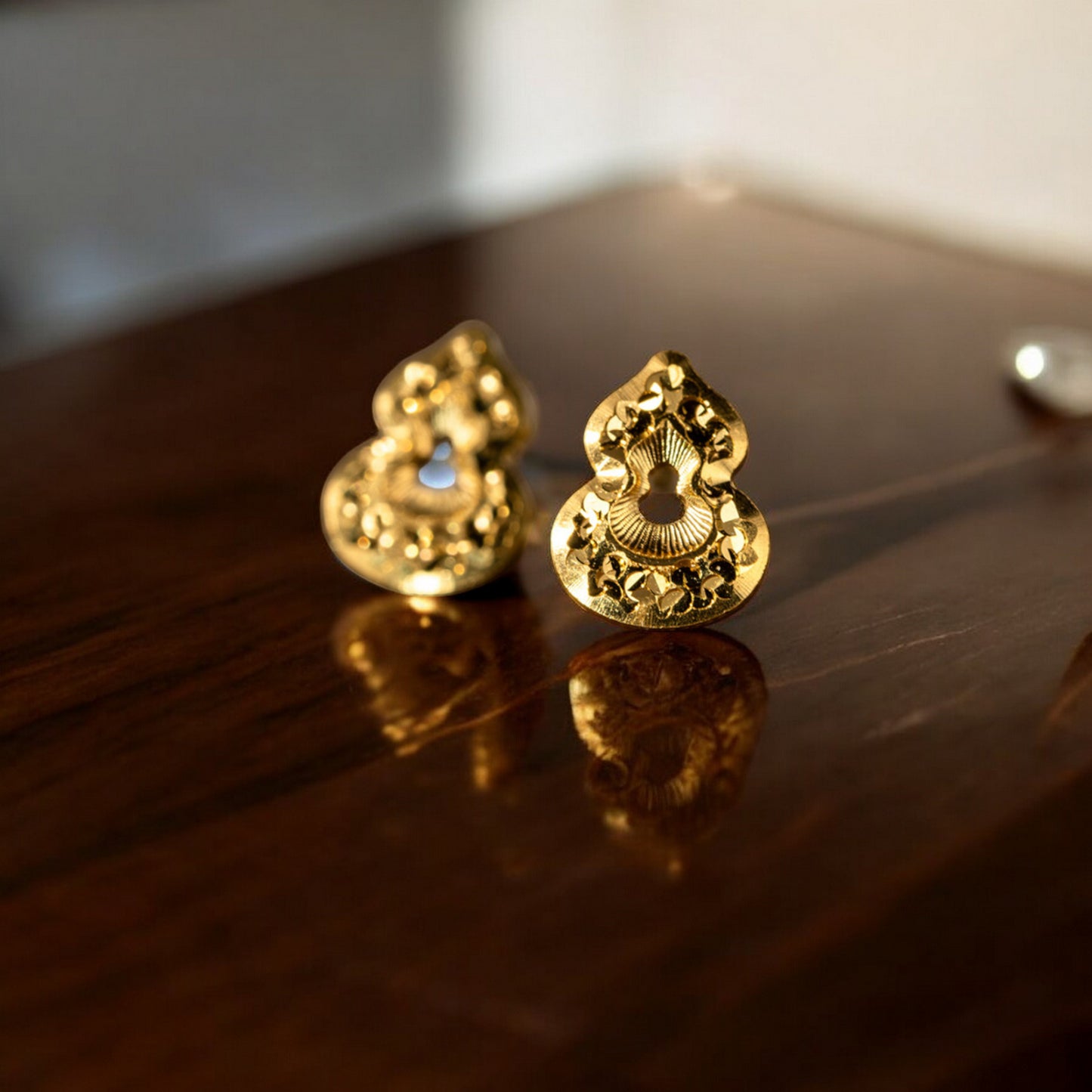 24K Real 5G Gold Mini Sparkling Gourd Stud Earrings