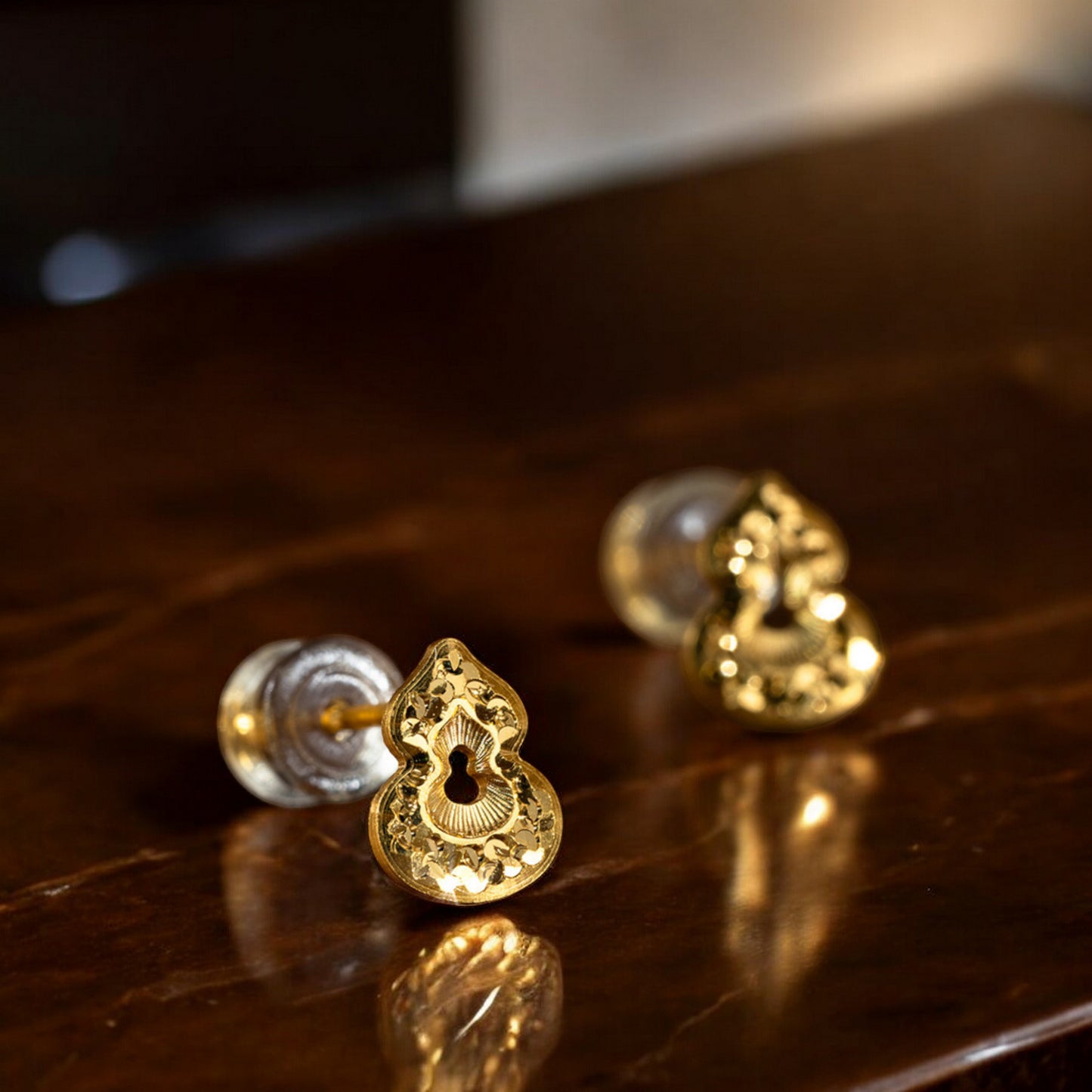 24K Real 5G Gold Mini Sparkling Gourd Stud Earrings