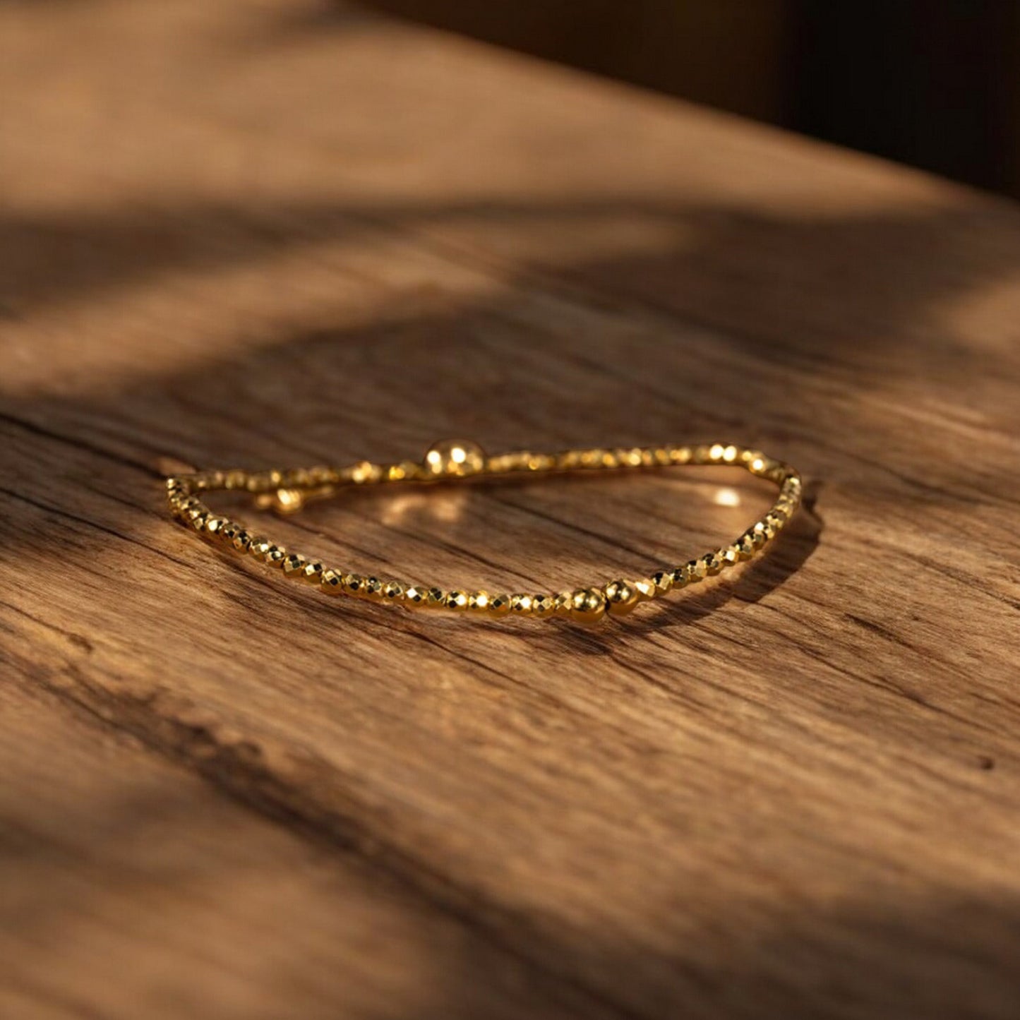 24k 999 5G Gold Beads Bracelet with Butterfly Heart Charm