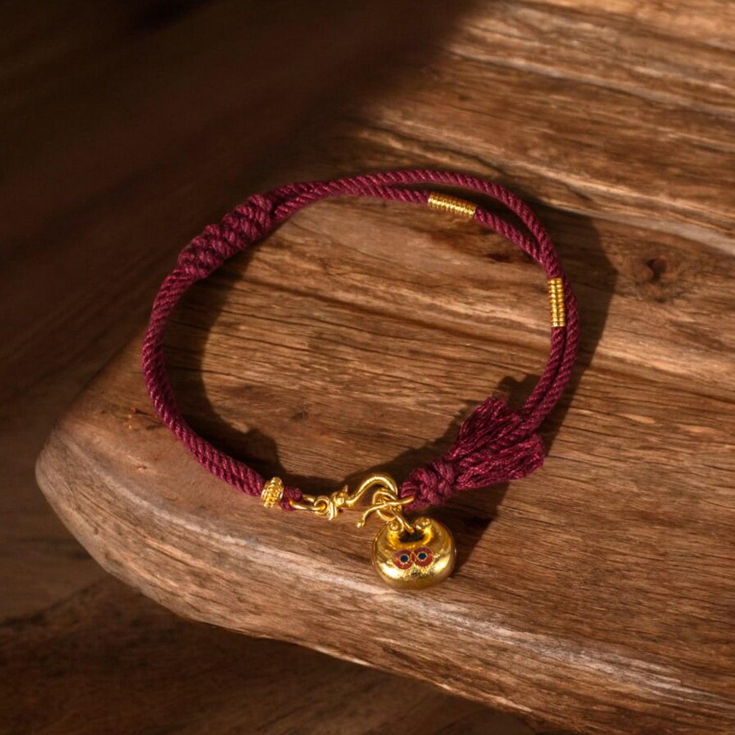 24k 999 Gold Lucky Bag Charm Red String Bracelet