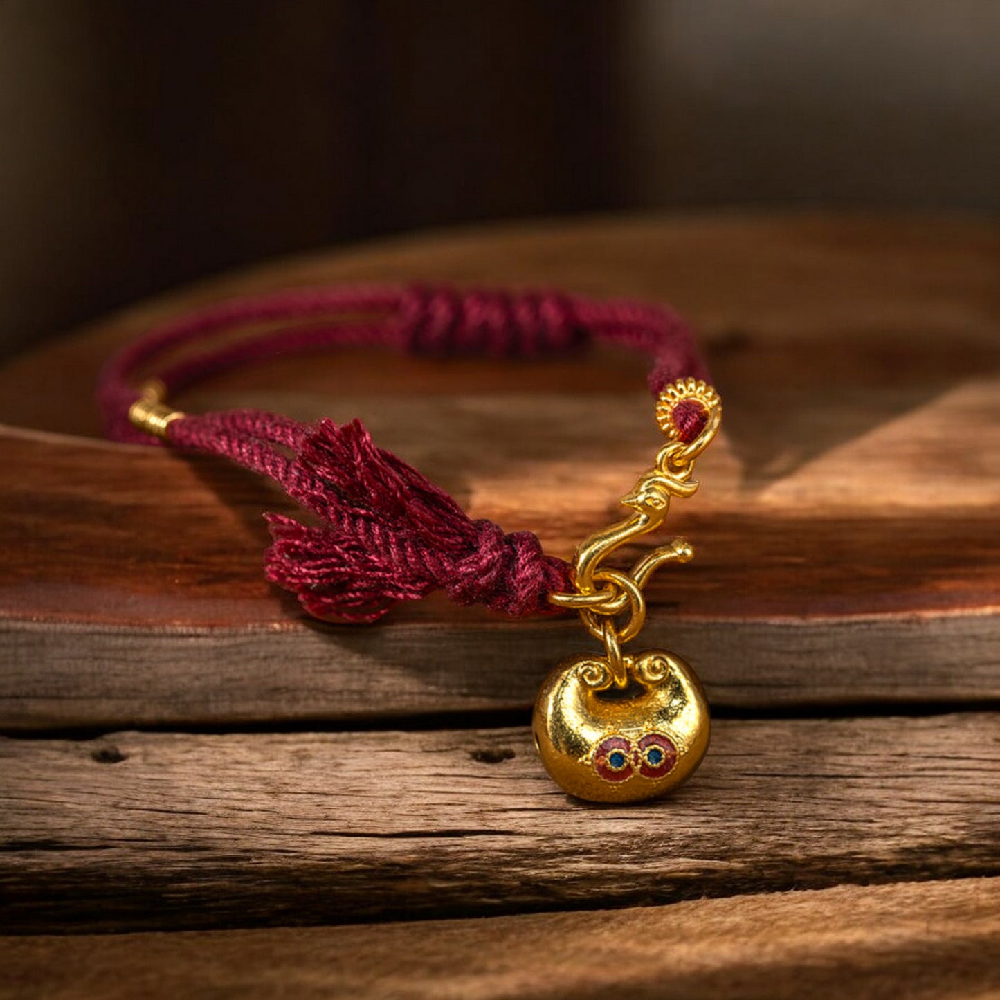 24k 999 Gold Lucky Bag Charm Red String Bracelet