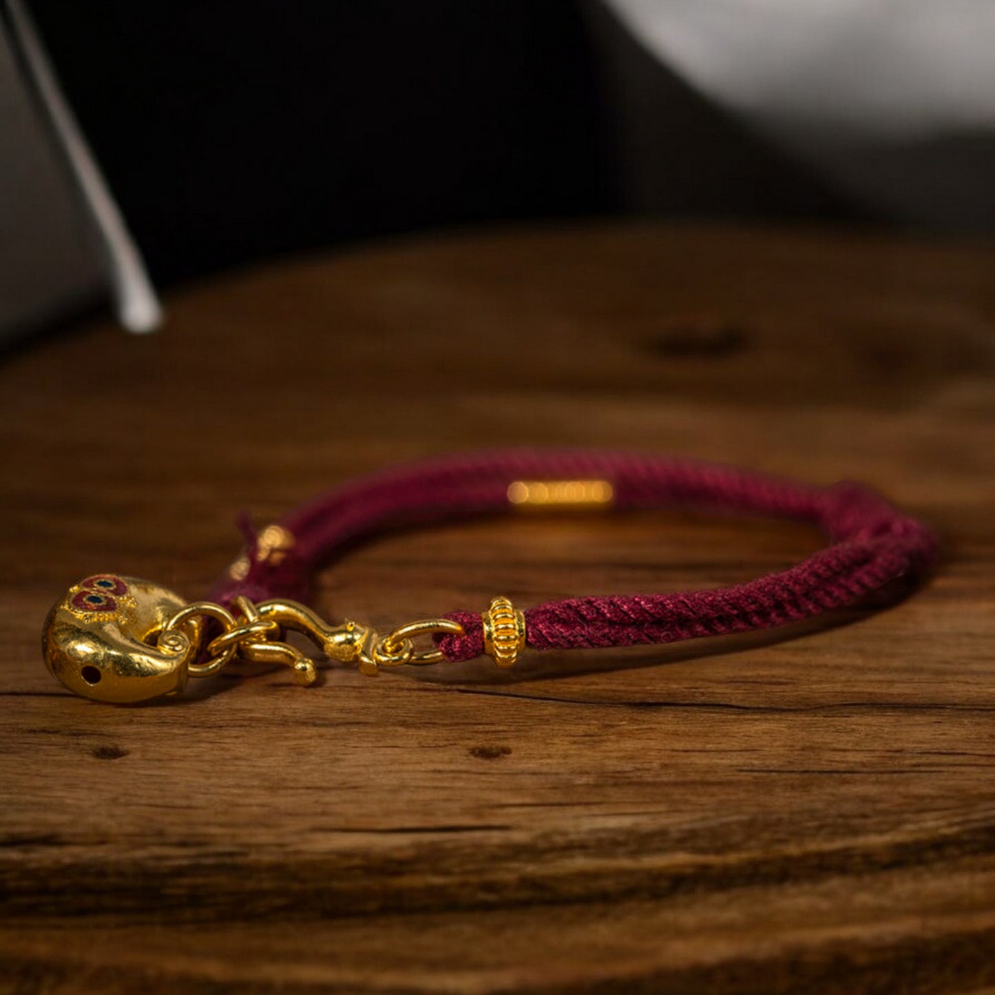 24k 999 Gold Lucky Bag Charm Red String Bracelet