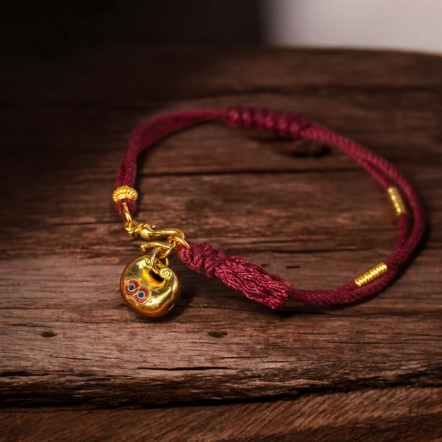 24k 999 Gold Lucky Bag Charm Red String Bracelet