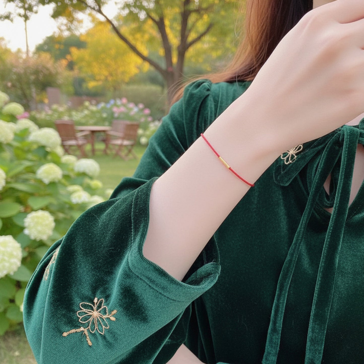 24k 999 Gold Lucky Beads Red String Bracelet