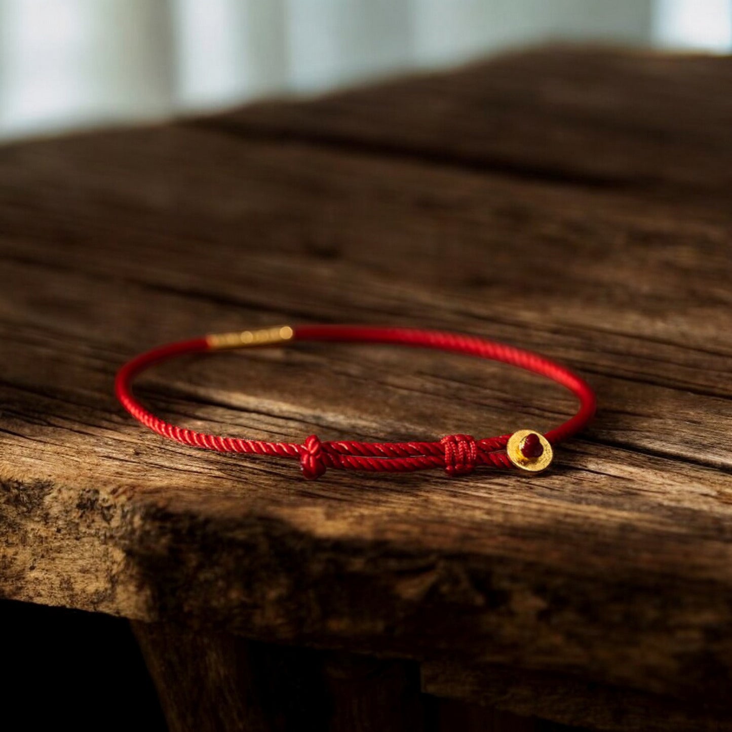 24k 999 Gold Lucky Beads Red String Bracelet