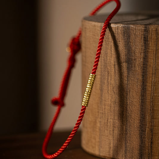 24k 999 Gold Lucky Beads Red String Bracelet