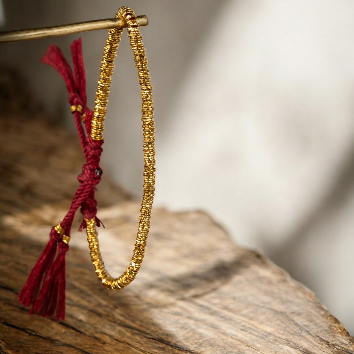 24k 999 Gold Beads Red String Adjustable Bracelet