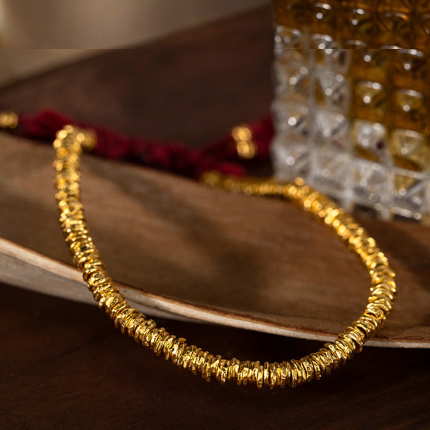 24k 999 Gold Beads Red String Adjustable Bracelet