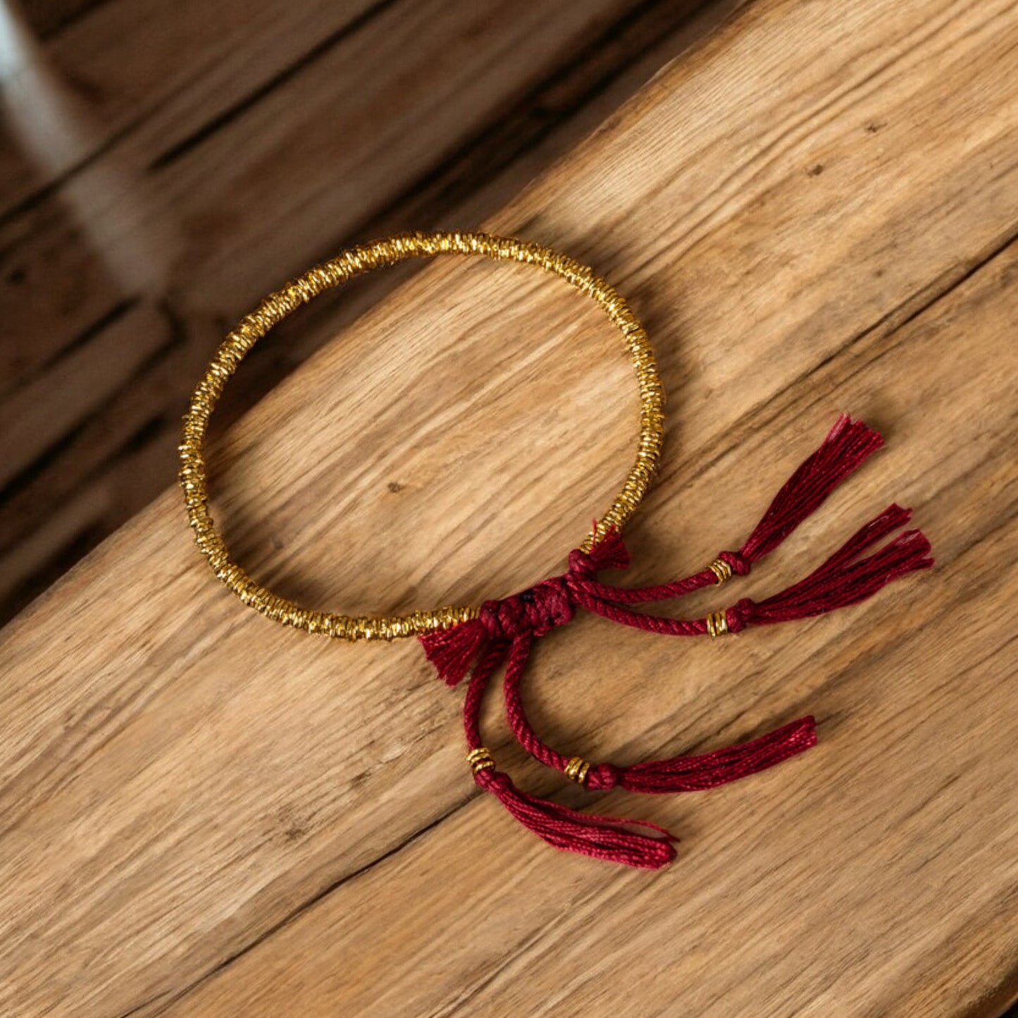 24k 999 Gold Beads Red String Adjustable Bracelet